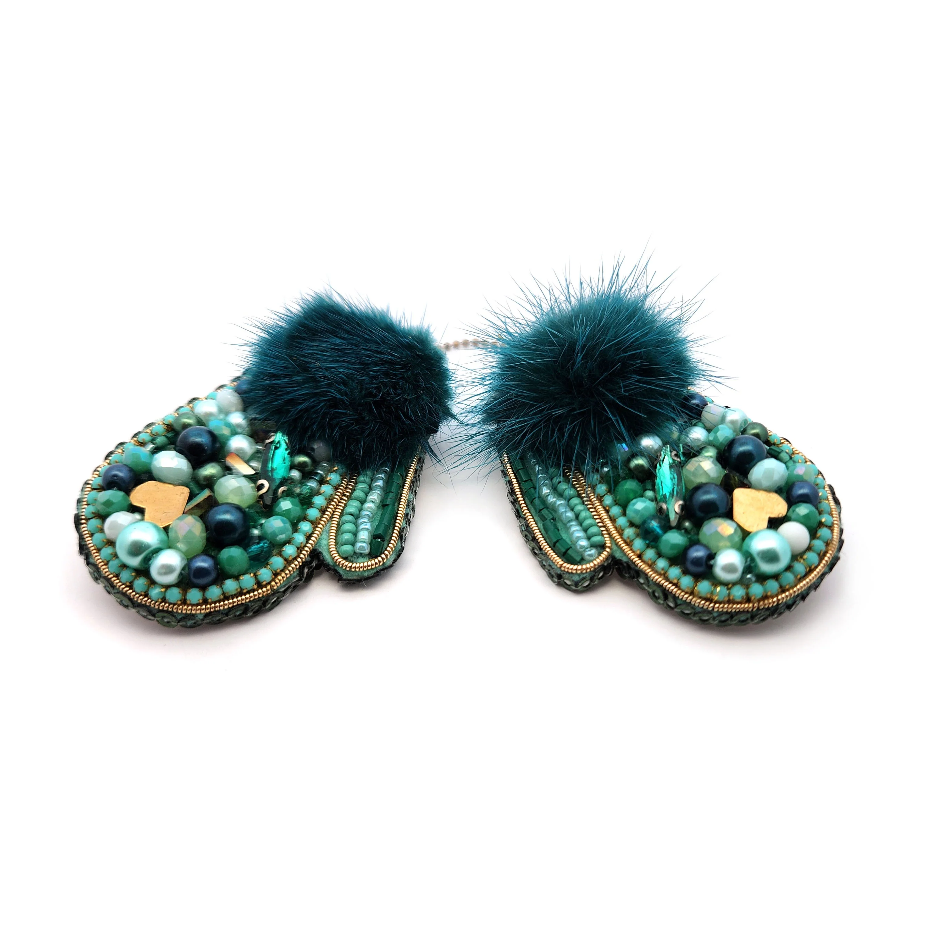 Green Holiday Mittens Brooch - Image 2