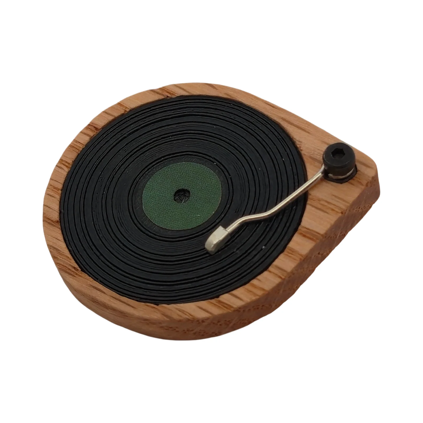 Green Record Player Brooch