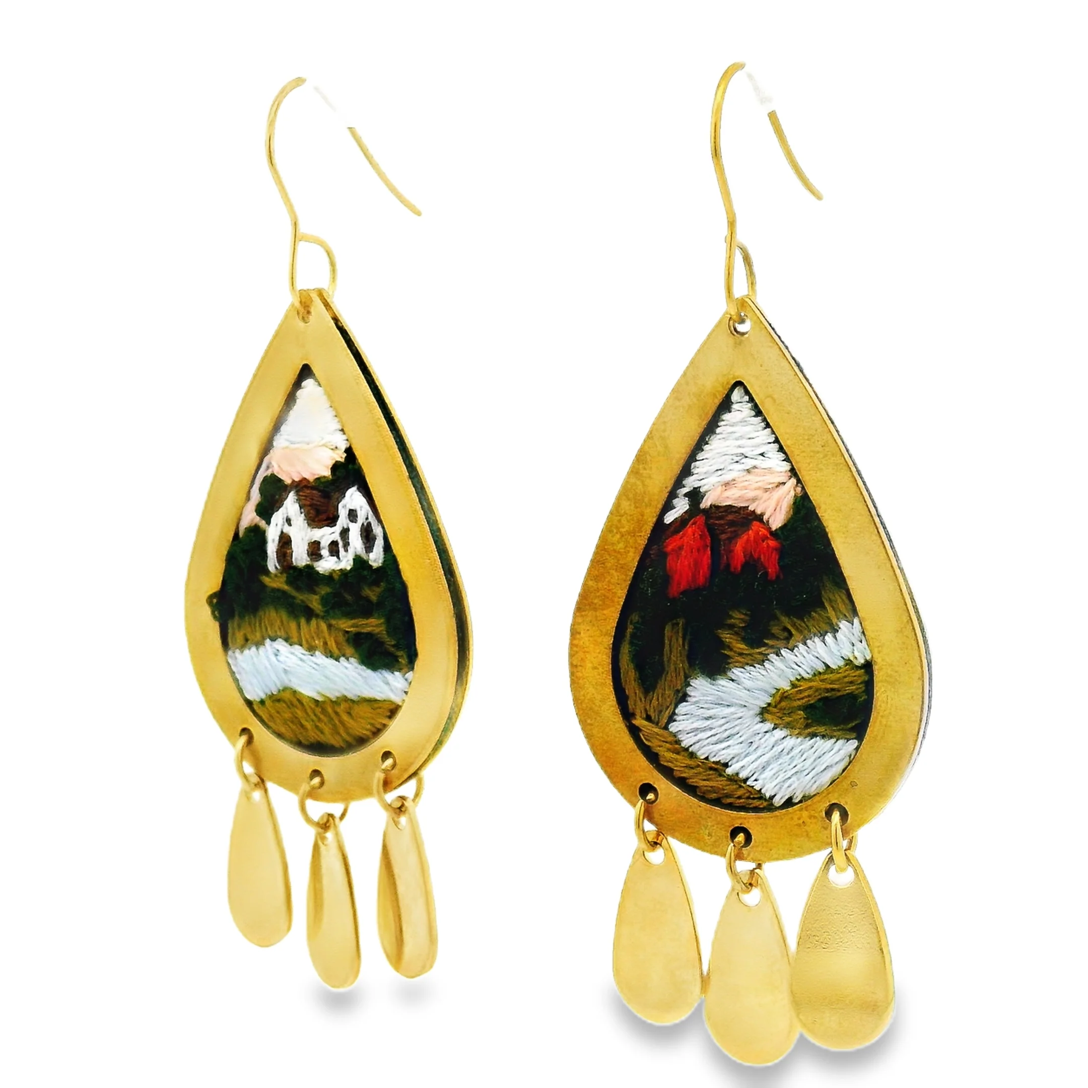 Hand Embroidered Countryside Earrings - Image 2