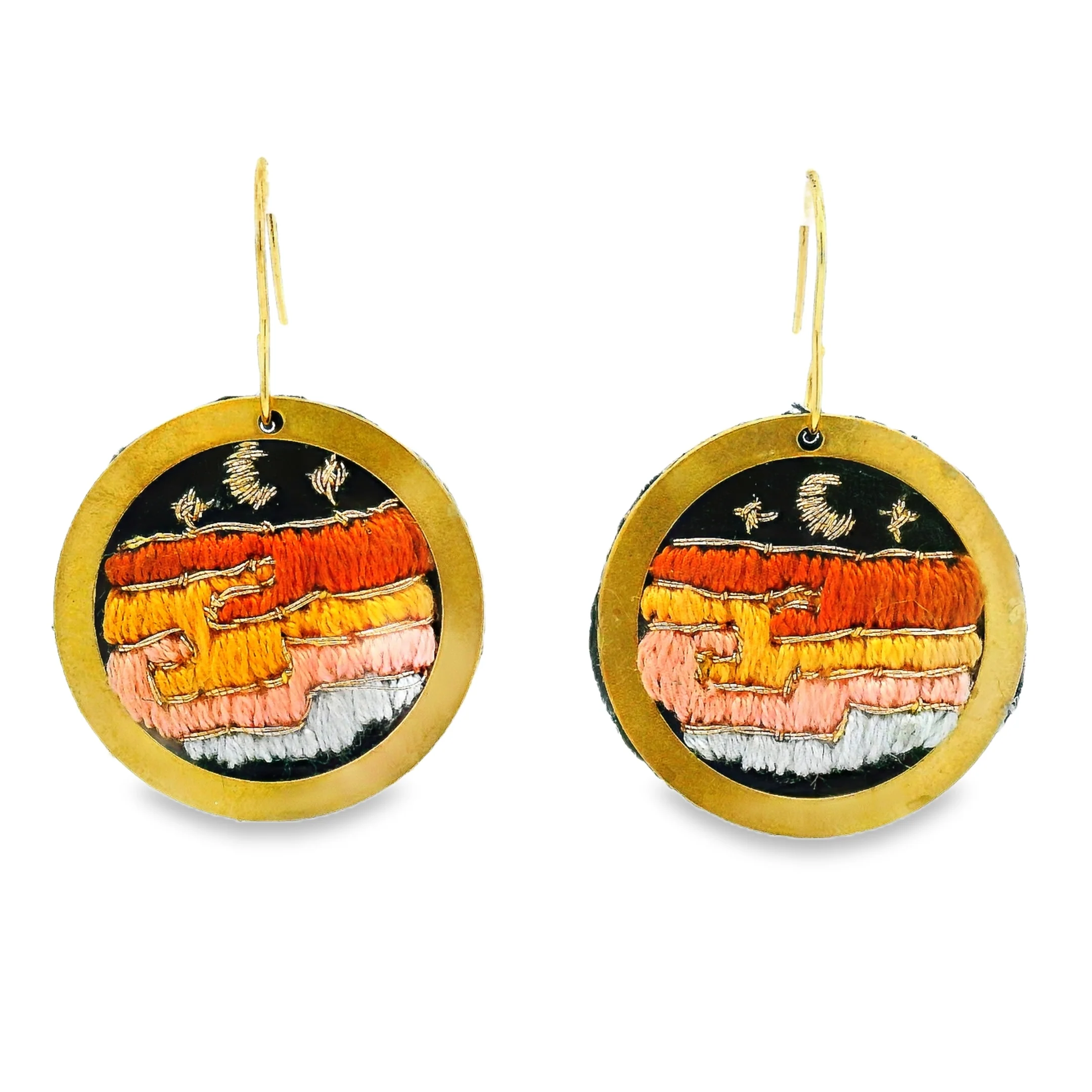 Hand Embroidered Desert Earring
