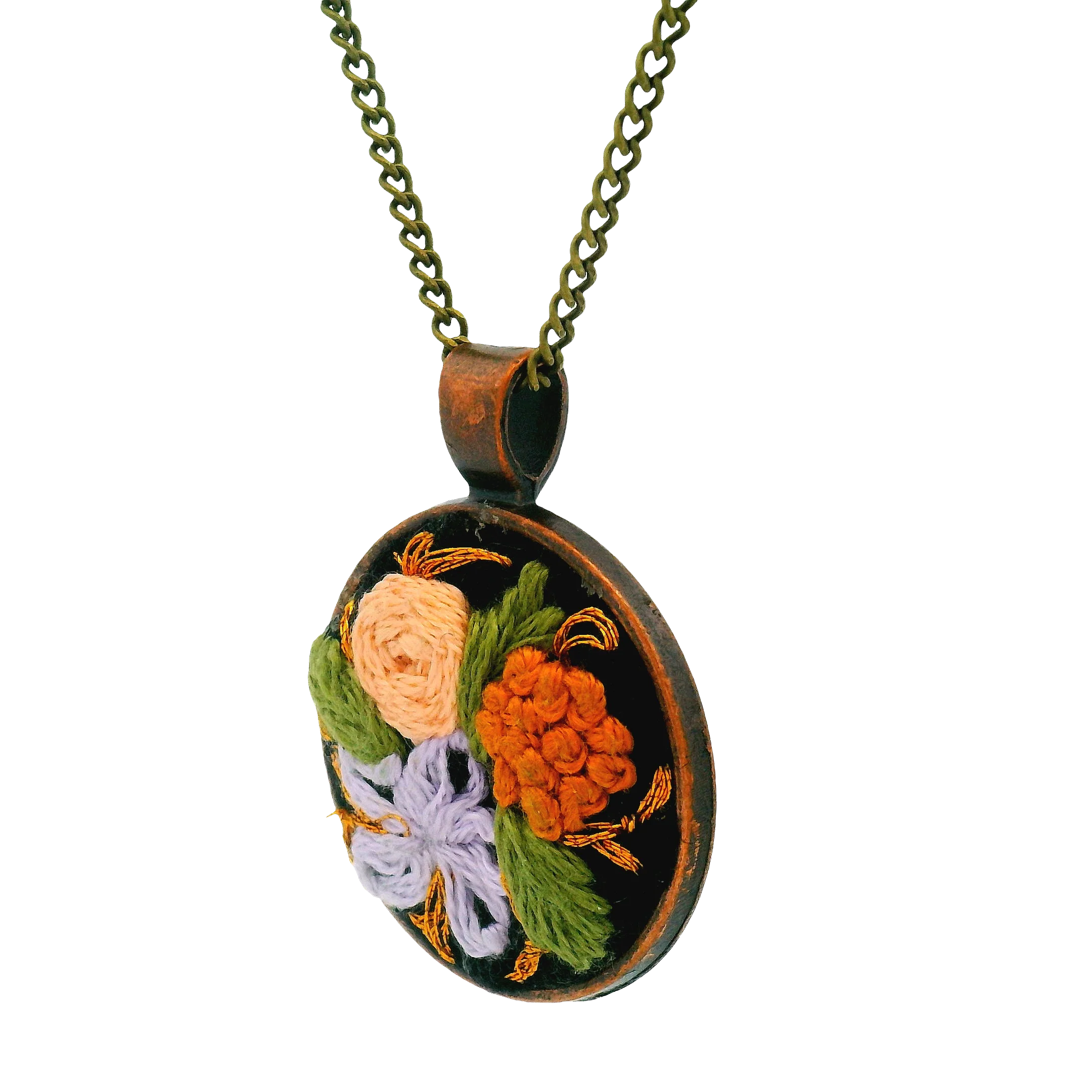 Hand Embroidered Floral Medley Pendant - Image 2