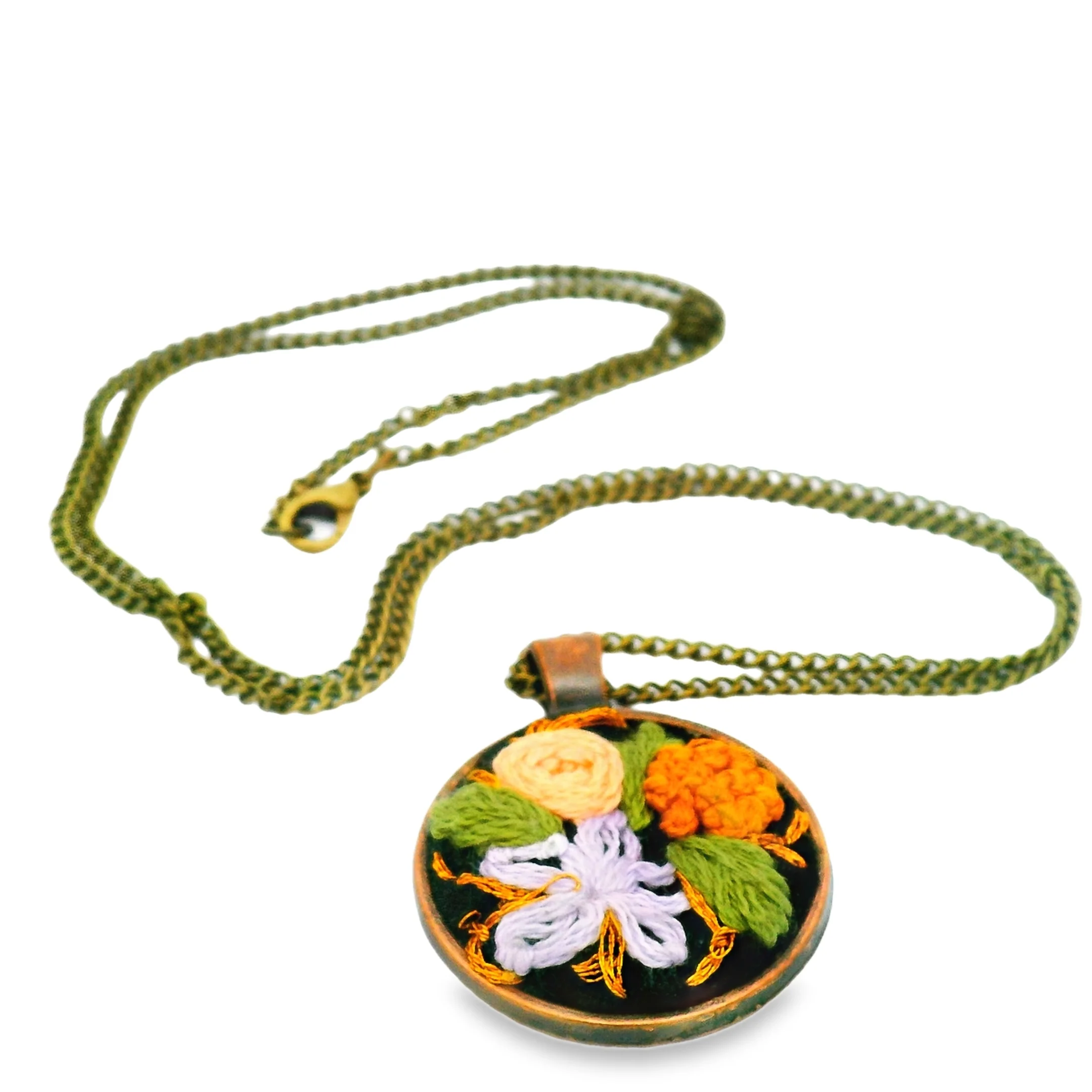 Hand Embroidered Floral Medley Pendant - Image 5