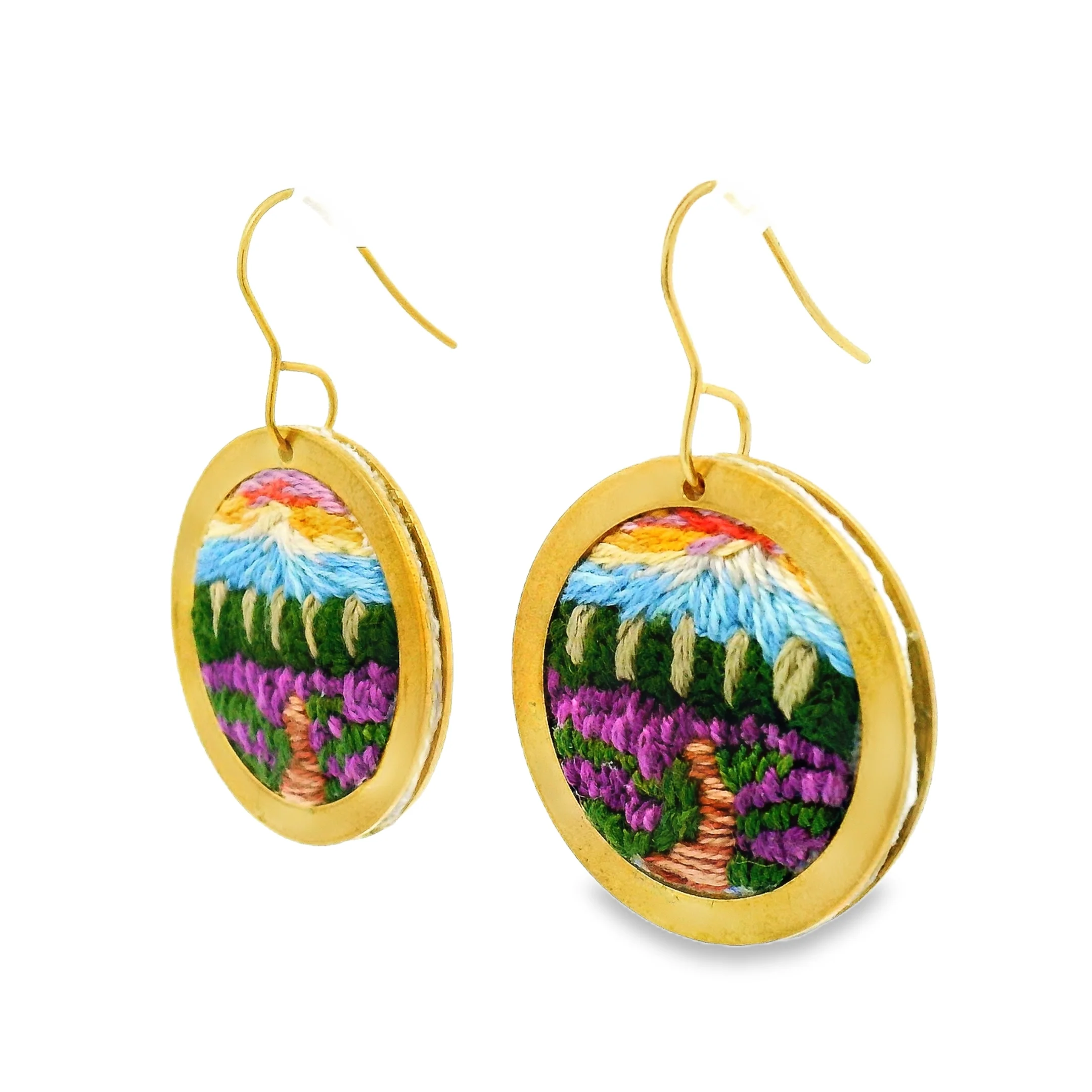 Hand Embroidered Sun Field Earring - Image 2