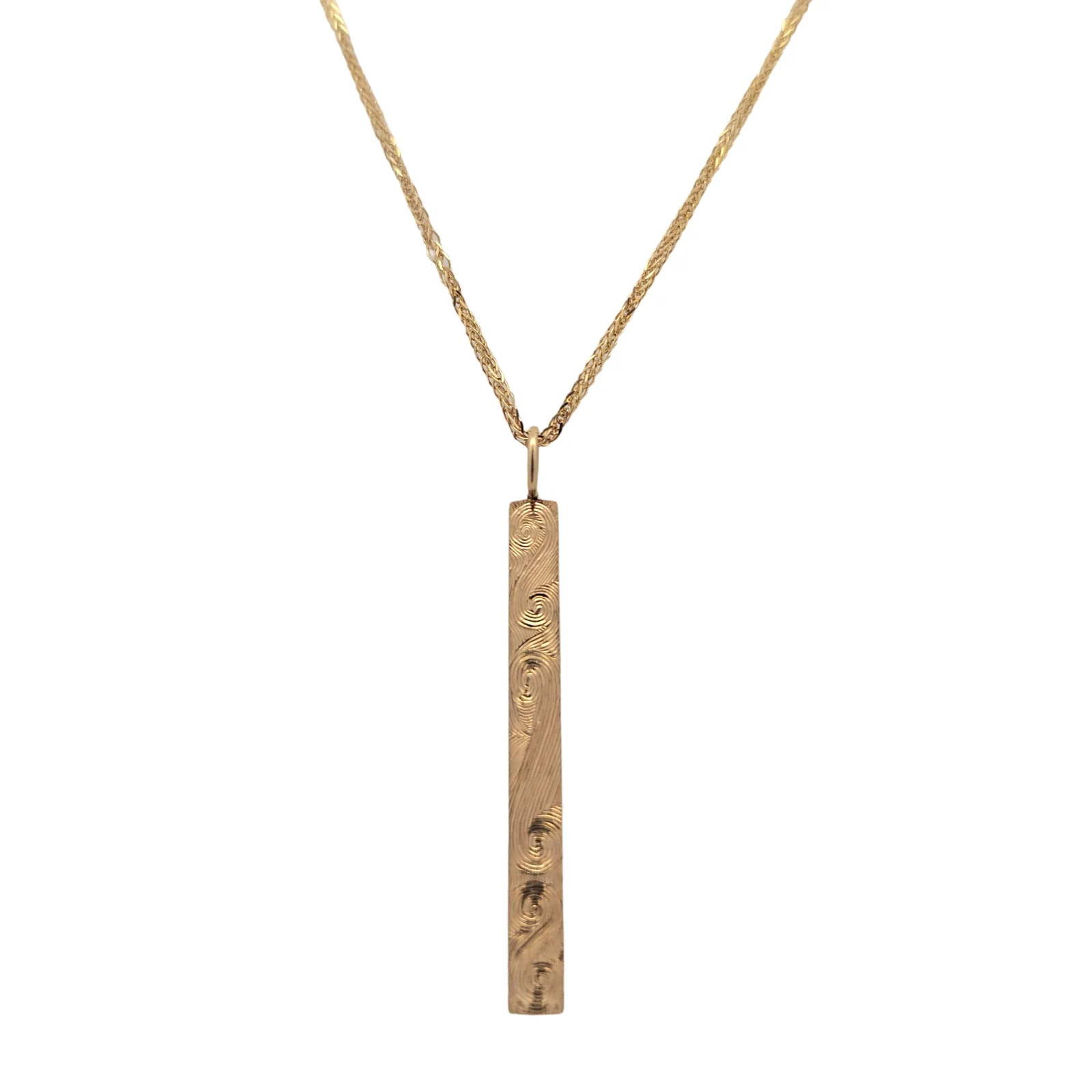Hand Engraved Wave Bar Necklace - Image 2