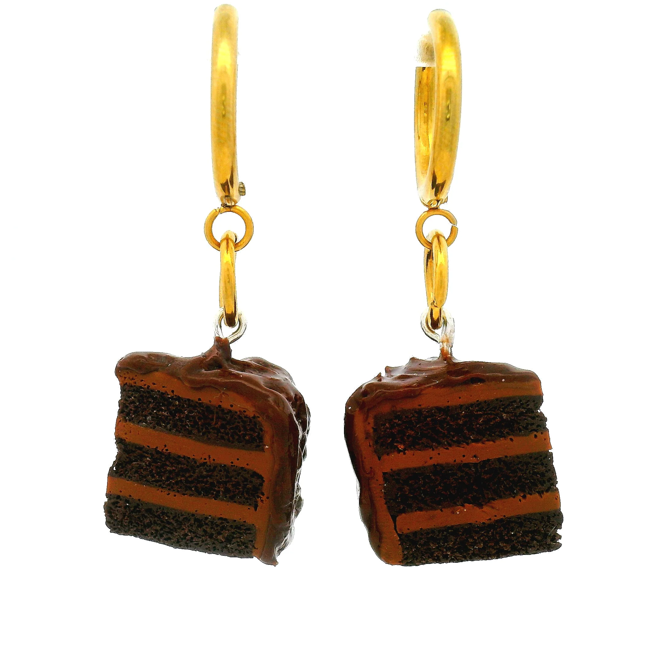 Handmade Chocolate Cake Slice Earrings