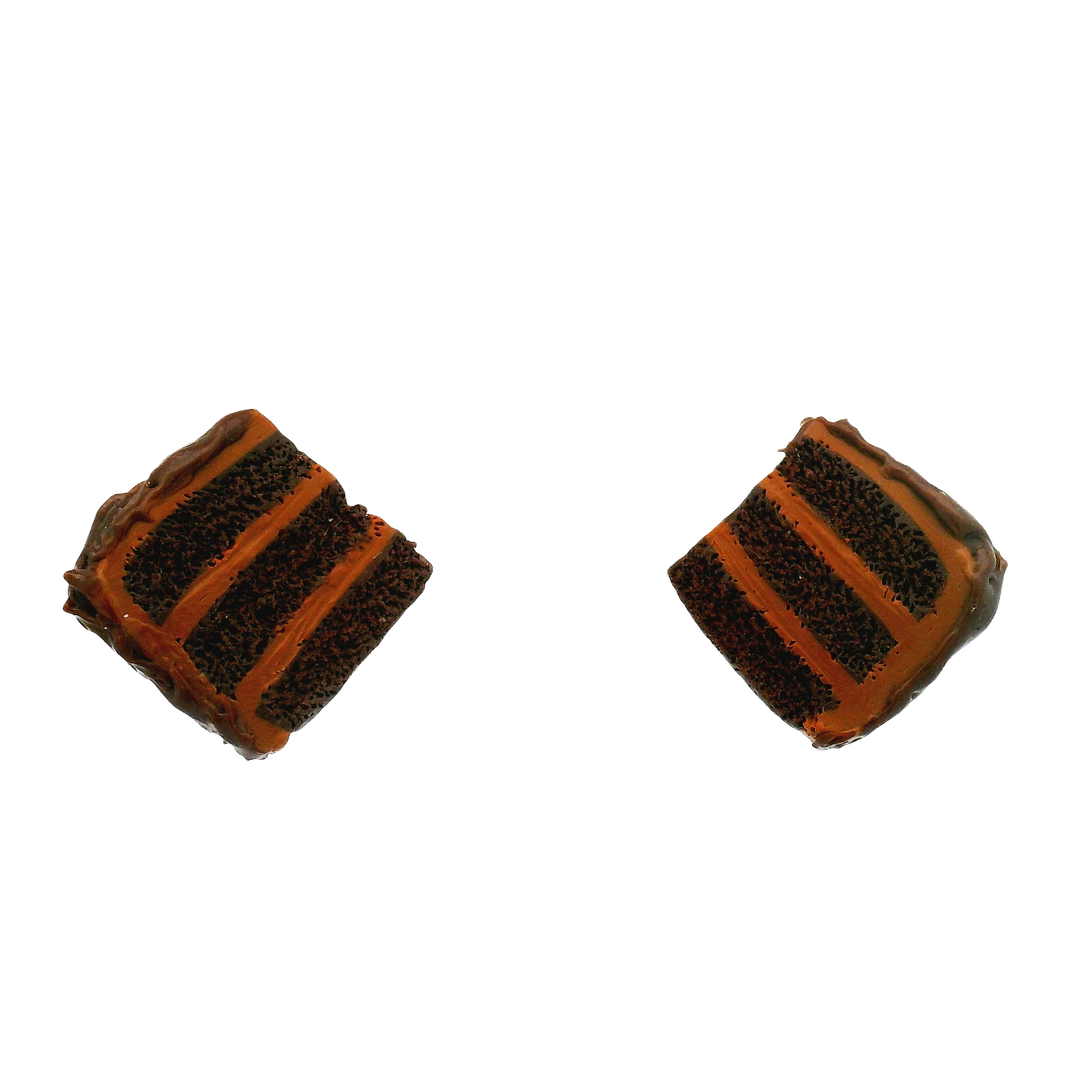 Handmade Chocolate Cake Slice Stud Earrings