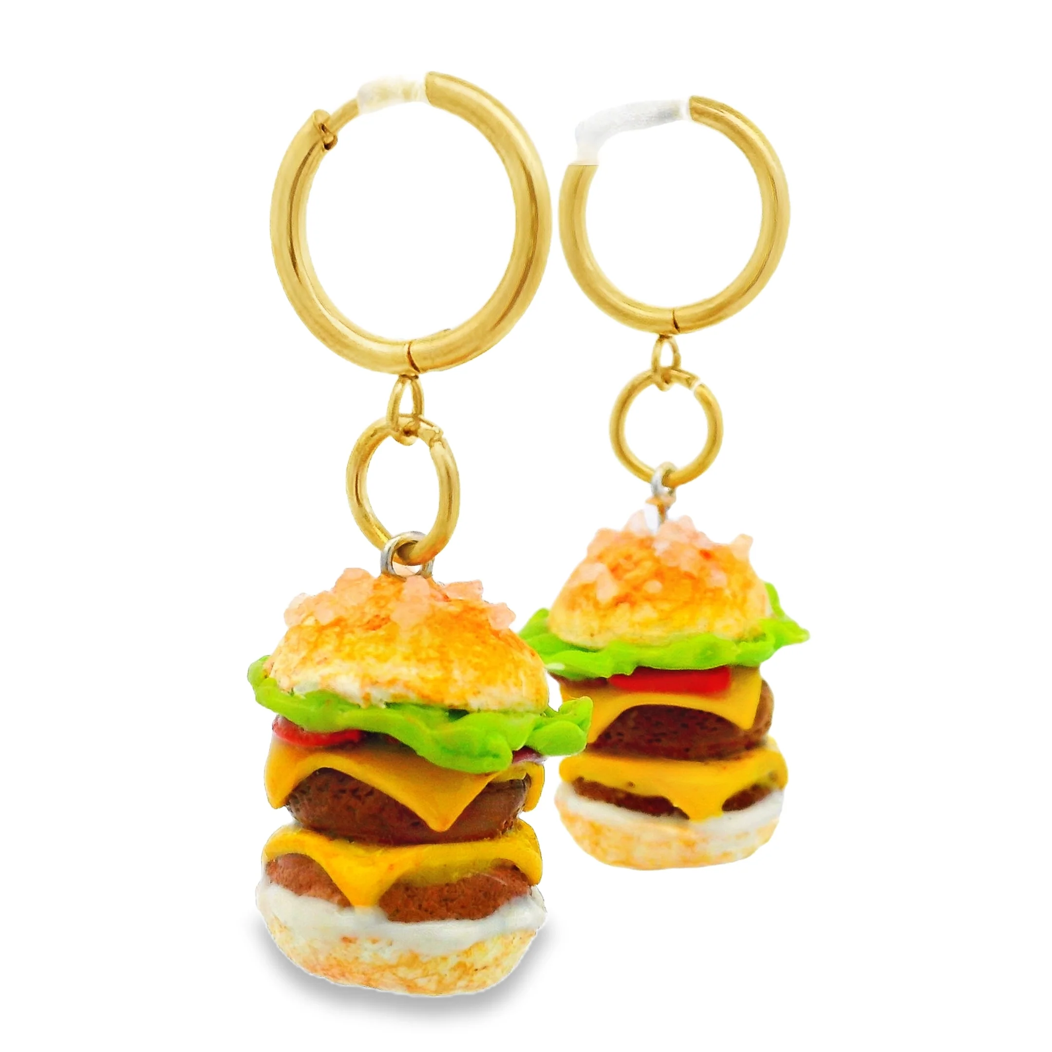 Handmade Double Cheeseburger Earrings - Image 2