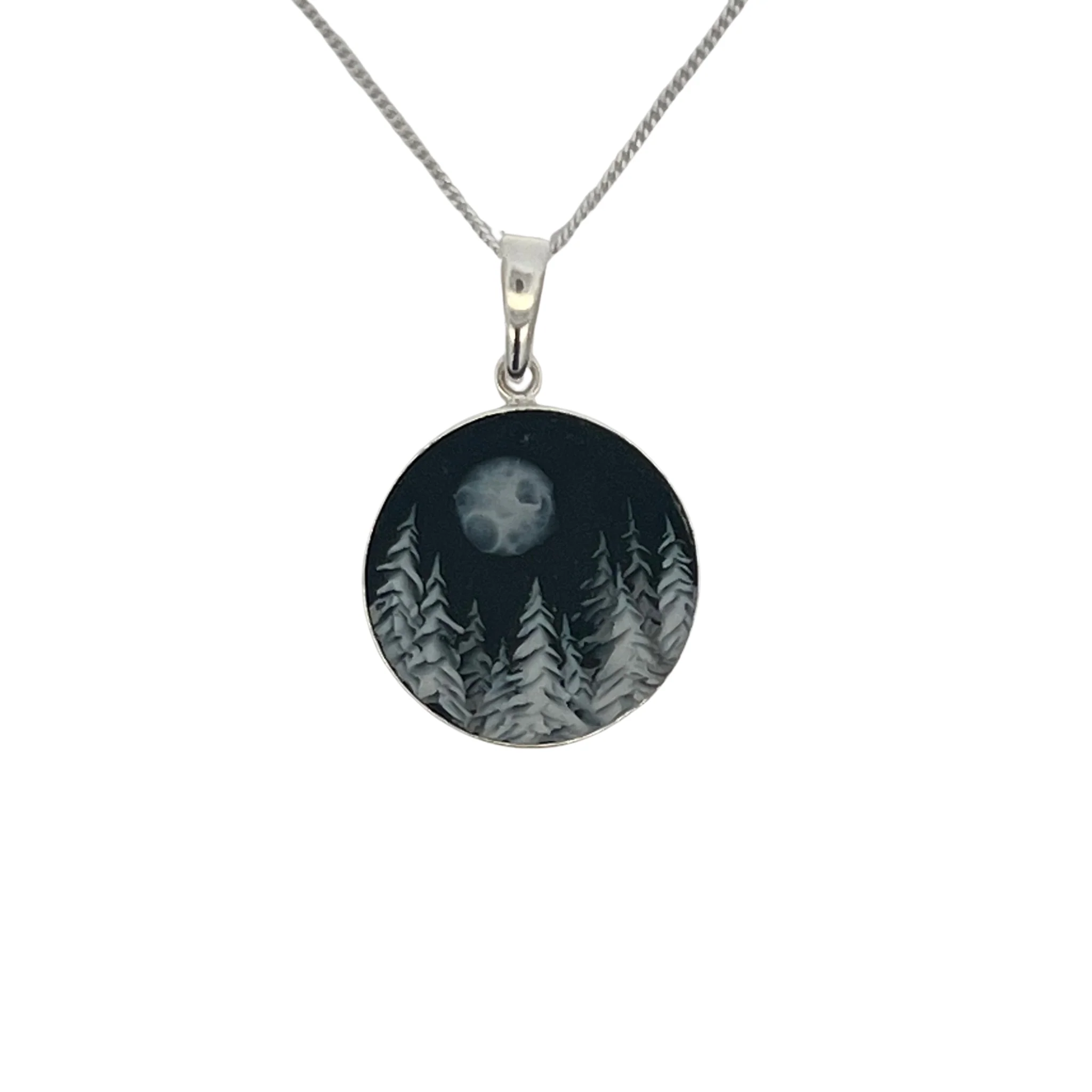Handmade Polymer Midnight Cedars Small Pendant
