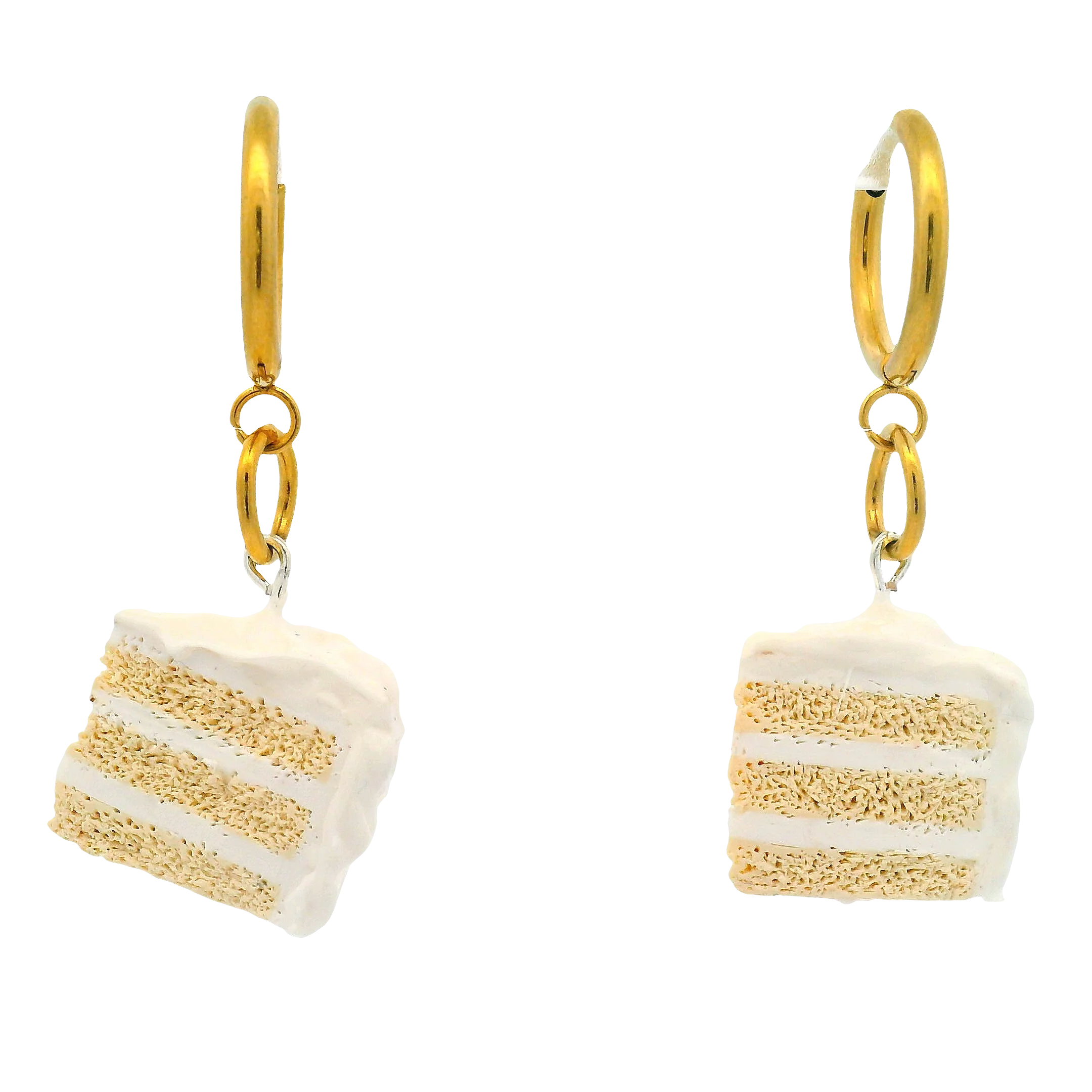 Handmade Vanilla Cake Slice Drop Earrings
