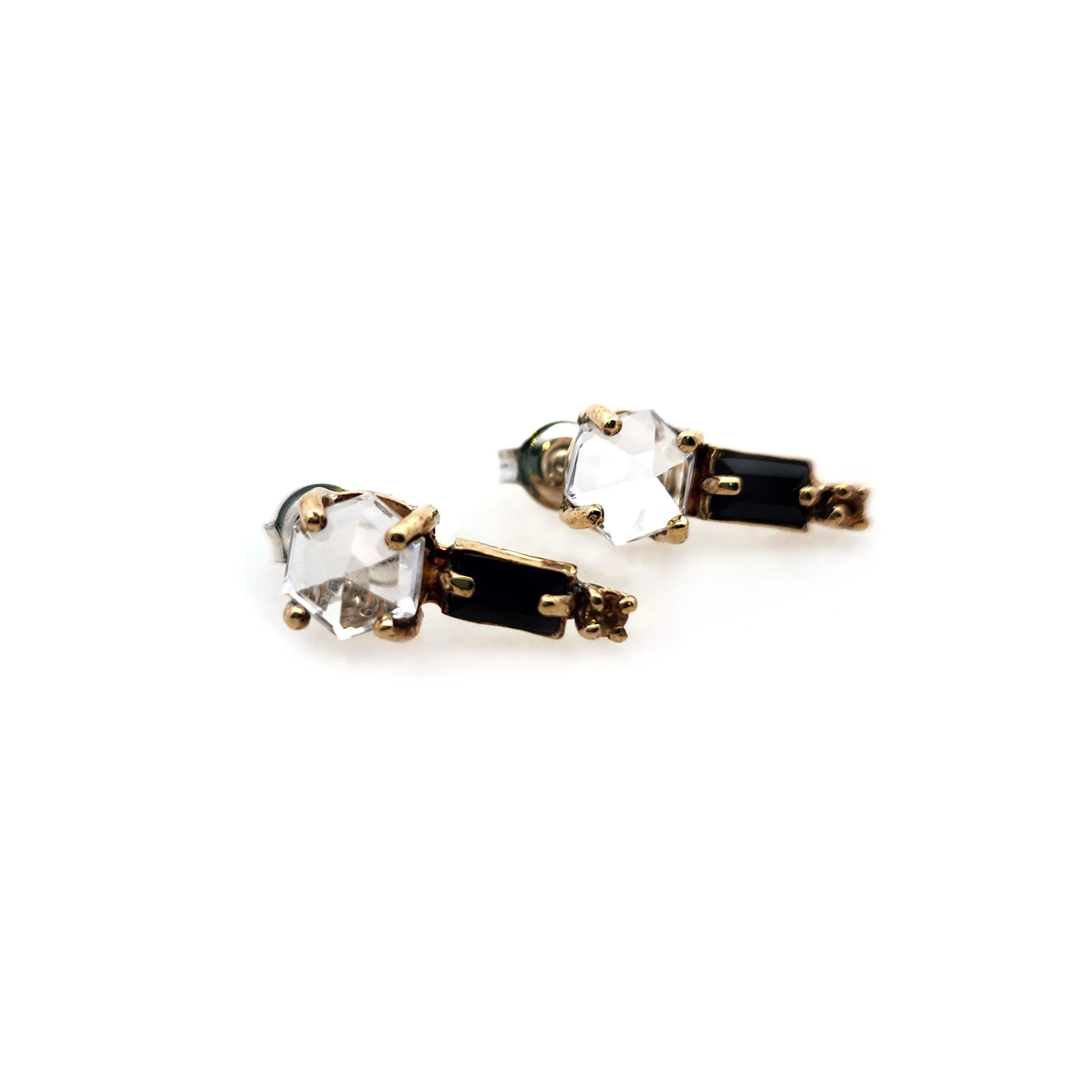 Hexagon Quartz & Black Spinel Studs - Image 2