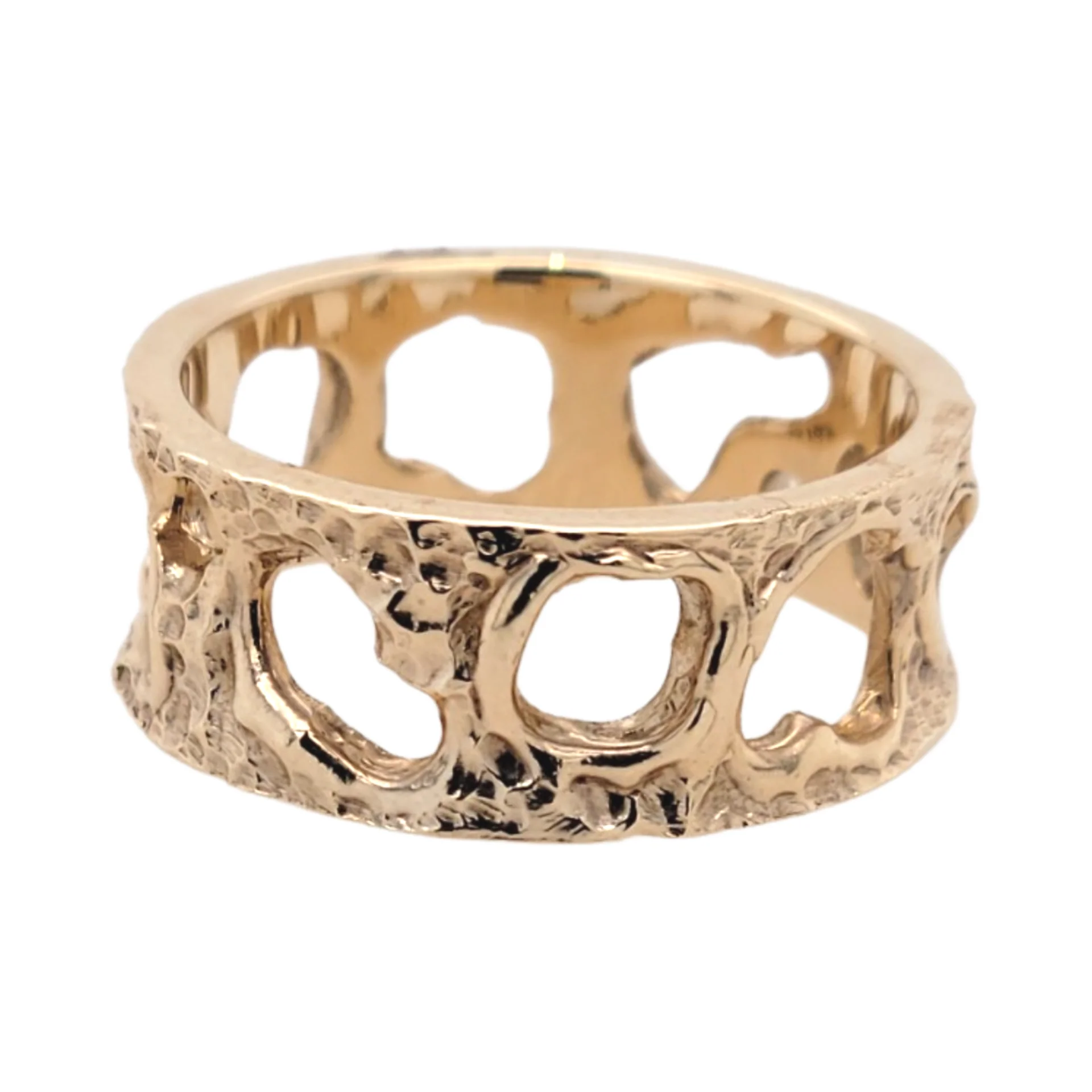 10k Yellow Gold Honeycomb Texture Wedding Band - Image 3