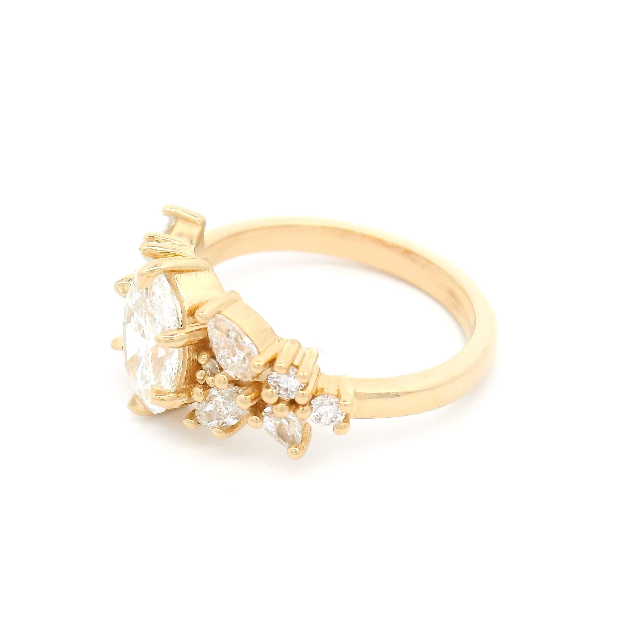 14k Yellow Engagement Ring with 1.23ct Oval Lab Grown Diamond and Accent Lab Diamonds - Image 3
