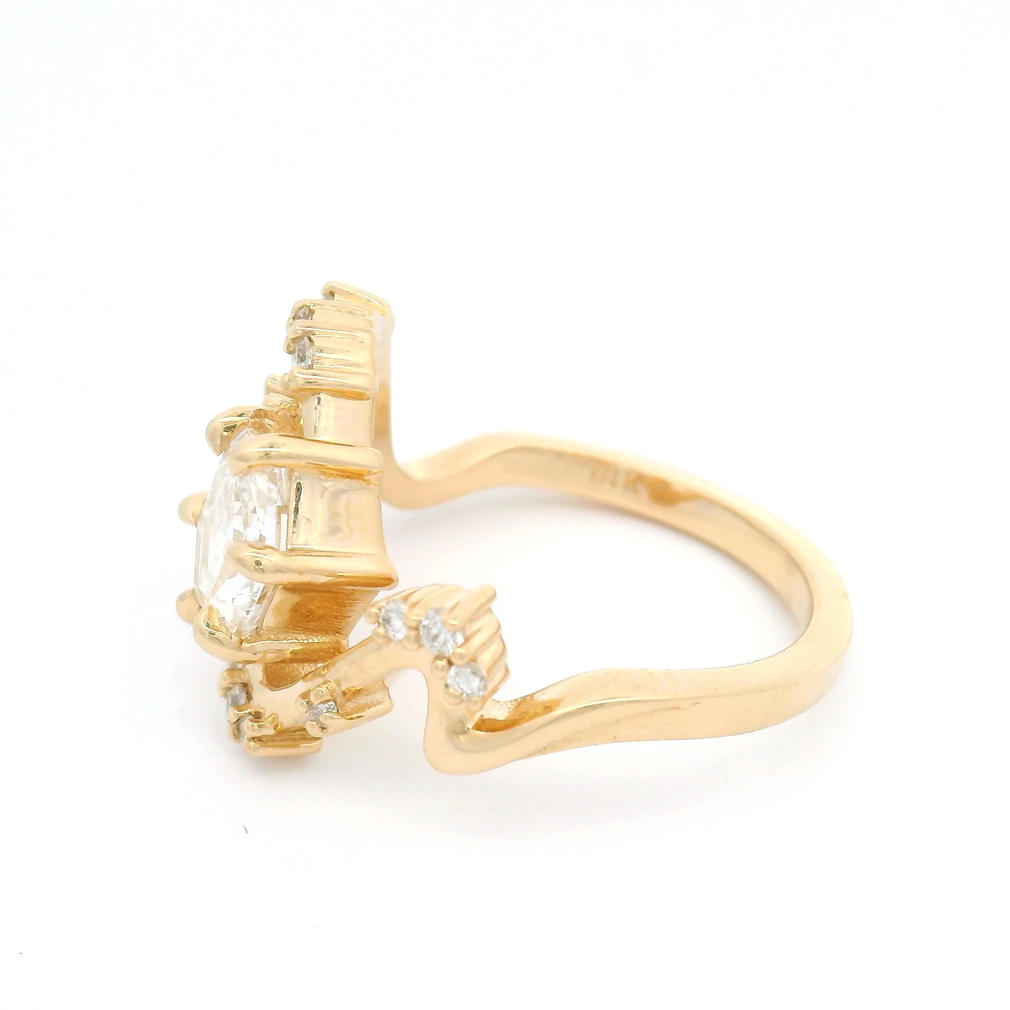 14k Yellow Multi Stone Engagement Ring with 1.16ct Hexagonal Lab-Grown Diamond and Accent Lab Diamonds - Image 6