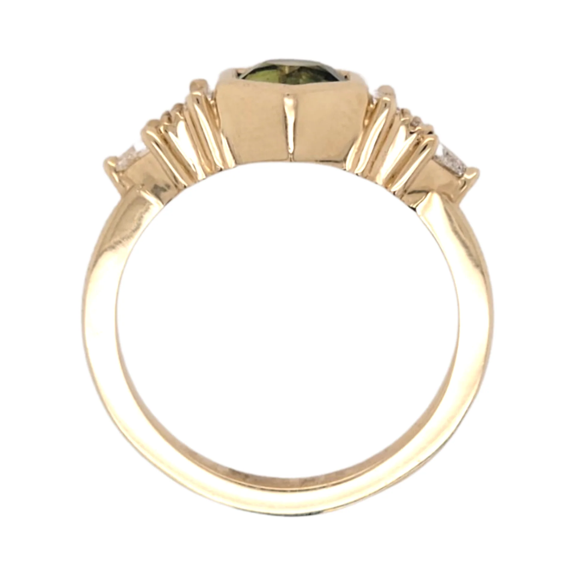 14k Yellow Engagement Ring with 0.88ct Green Sapphire Hexagon and Accent Diamonds - Image 4
