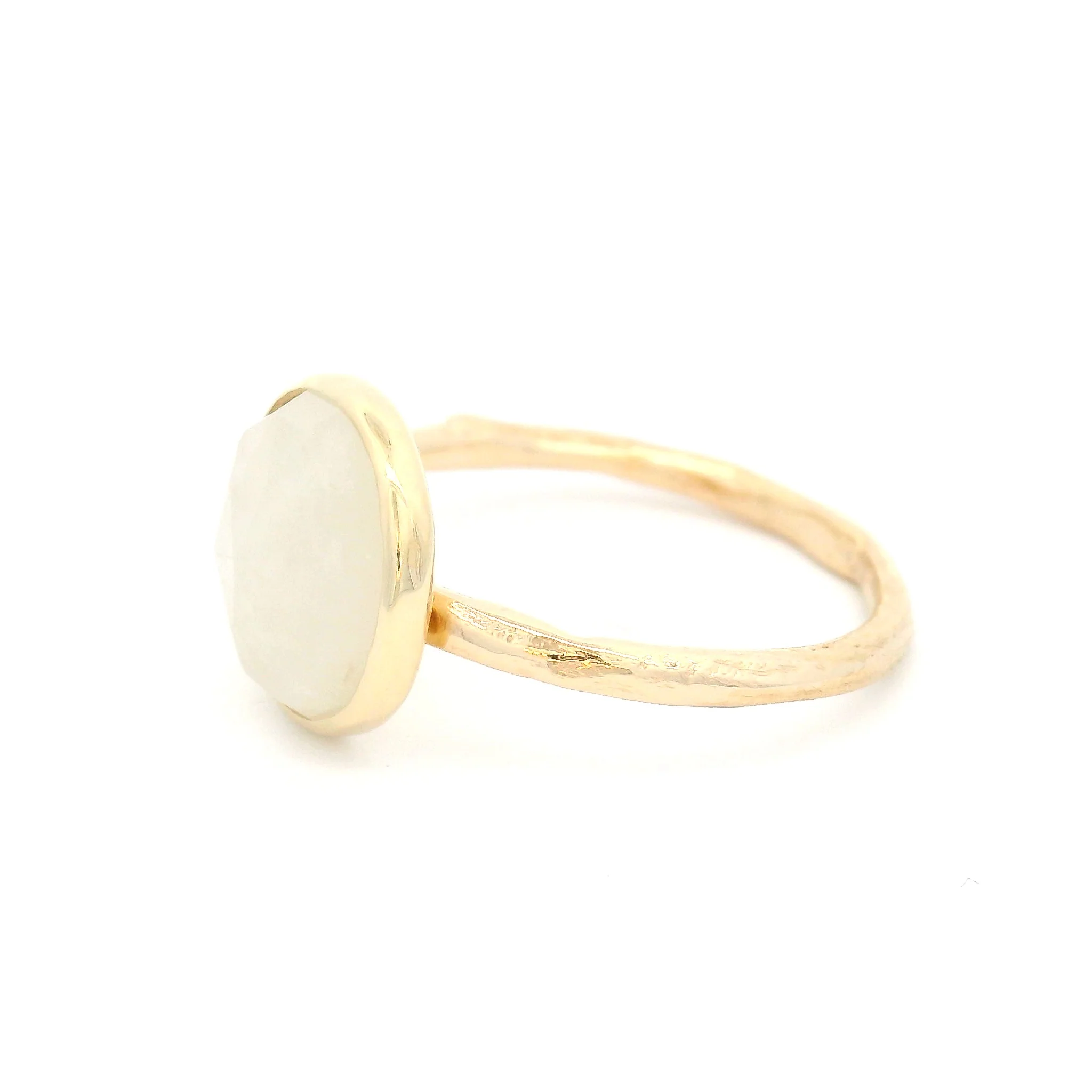 10k Yellow Bezel-Set Ring with a Ivory Rose-Cut Sapphire - Image 3
