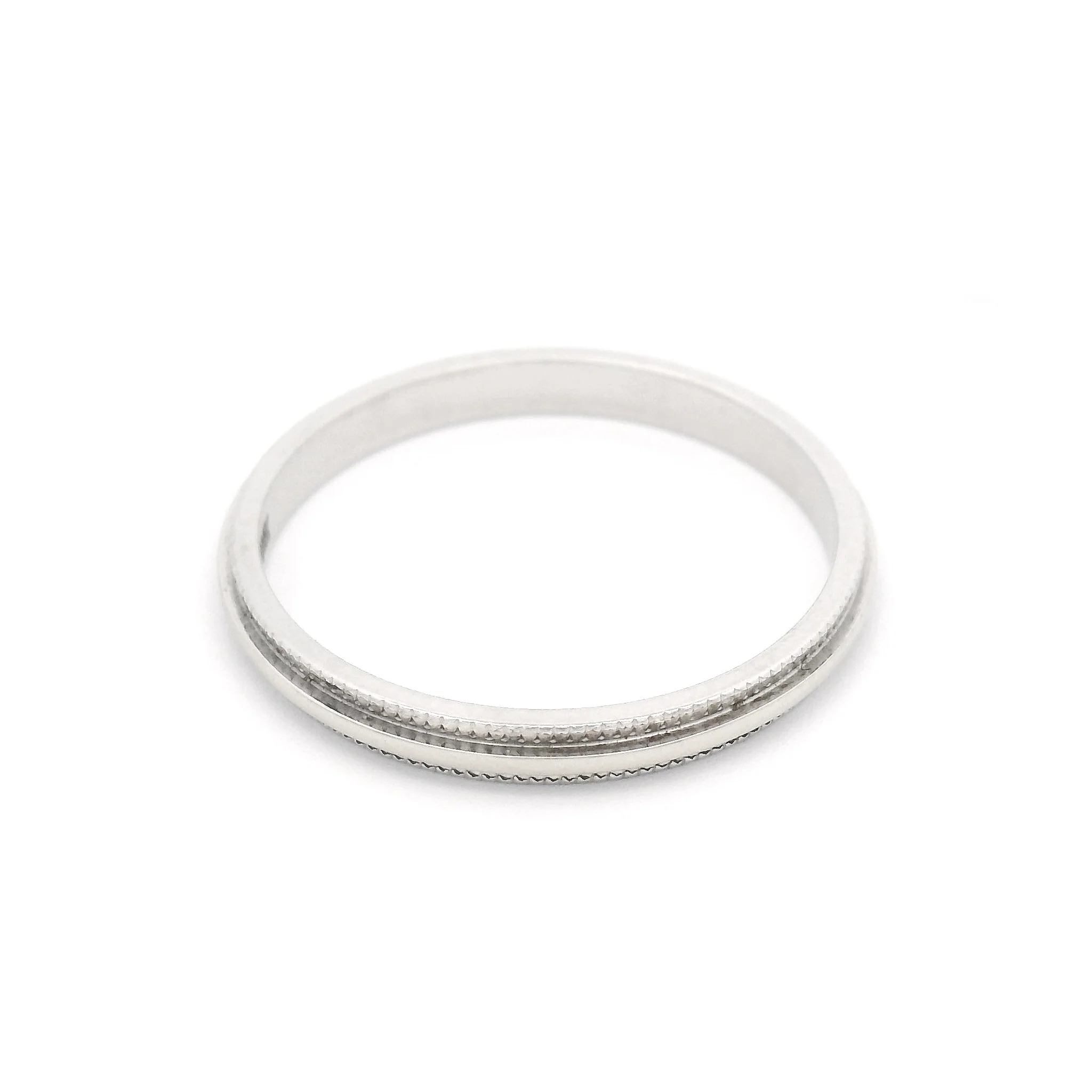14k White 2mm Milled Edge Band - Image 2