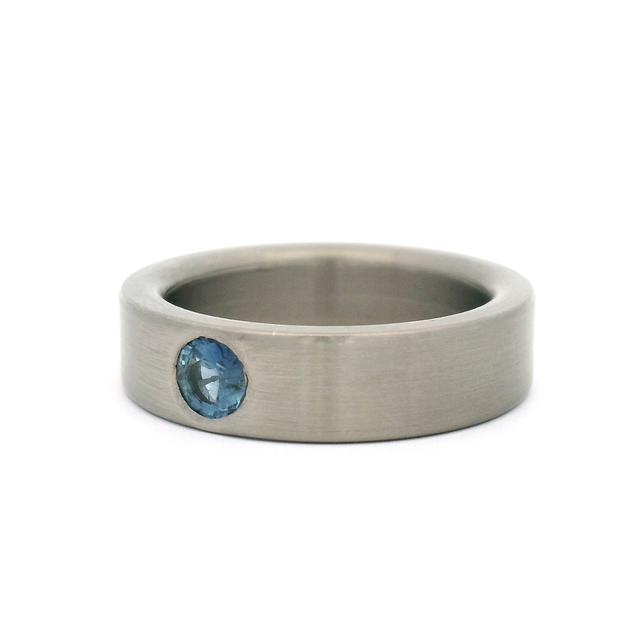 Brushed Titanium Band with 4.5mm Blue Sapphire - Image 2