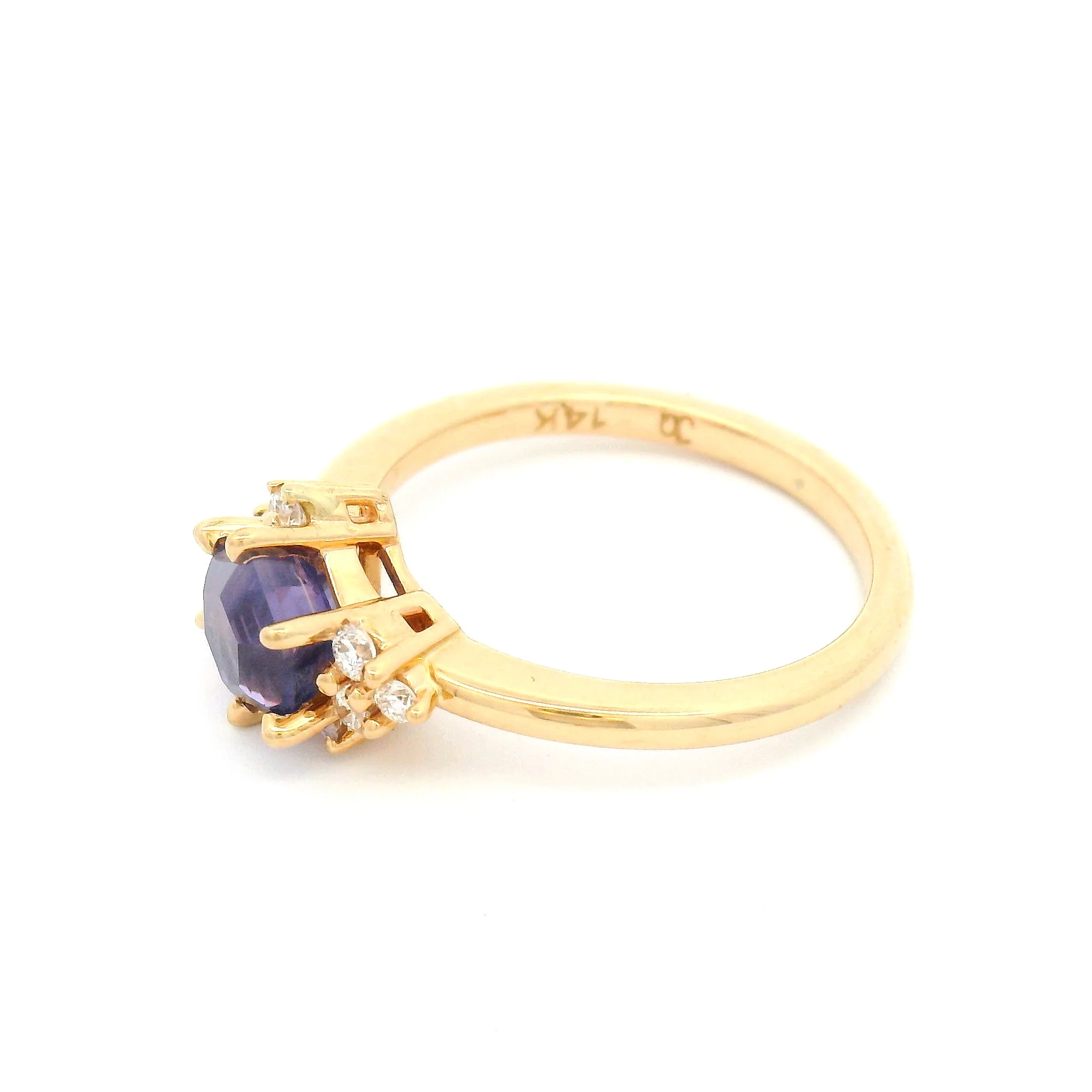 14k Yellow Engagement Ring with 1.28ct Opalescent Purple Sapphire and Accent Diamonds - Image 4