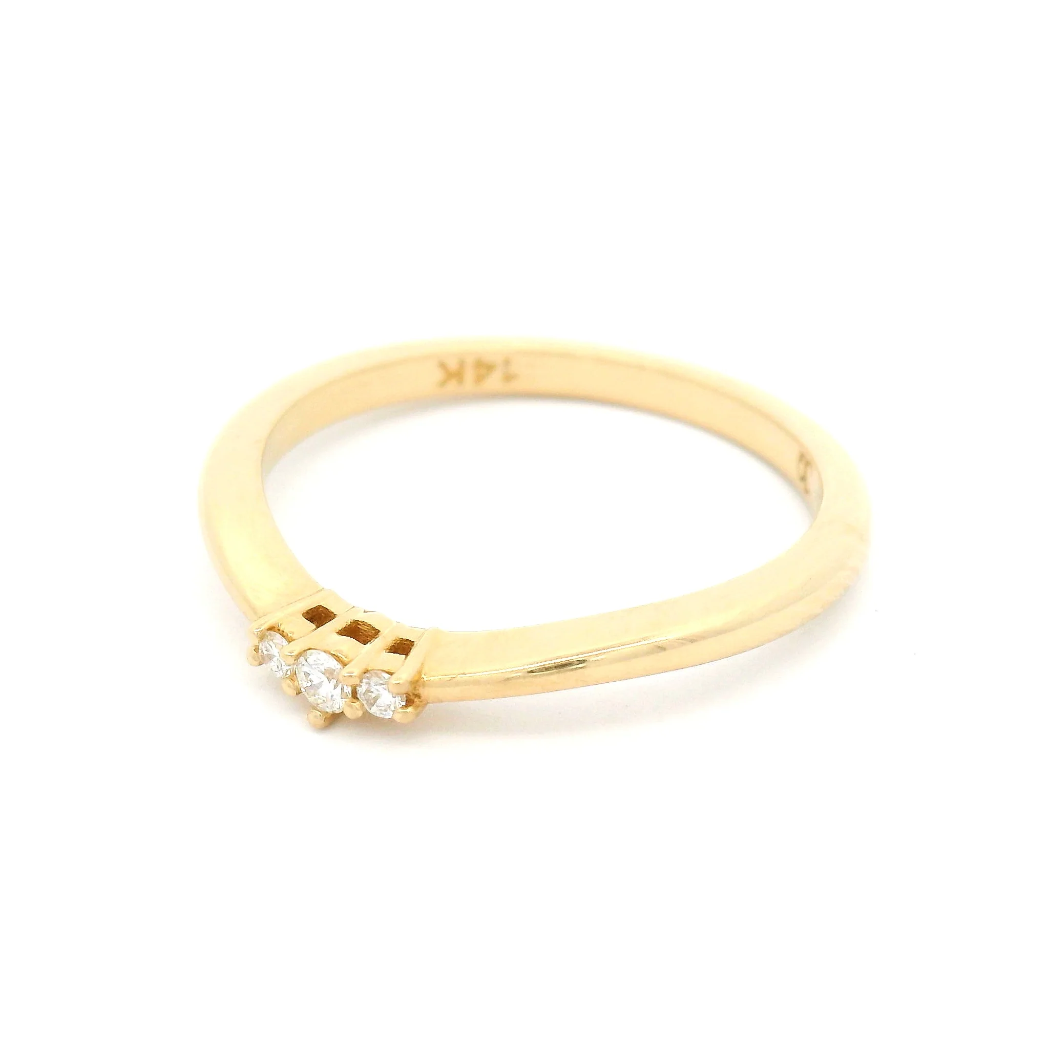 14k Yellow Contour Band with 3 Accent Diamonds - Image 2