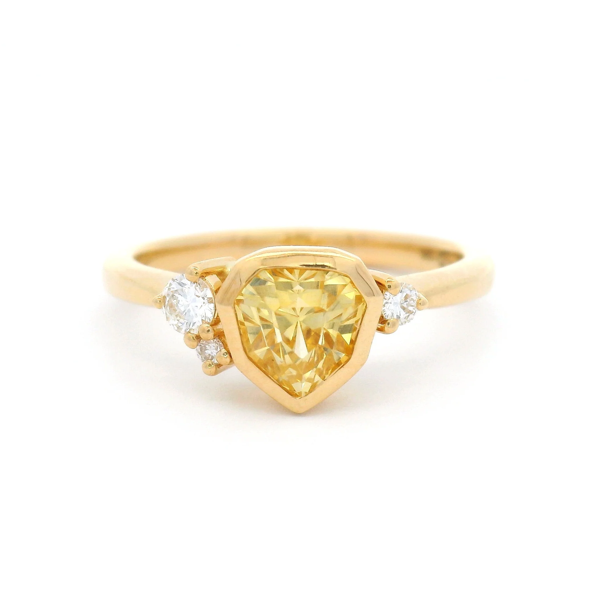 18k Yellow Engagement Ring with 1.18ct Yellow Sapphire & Accent Diamonds