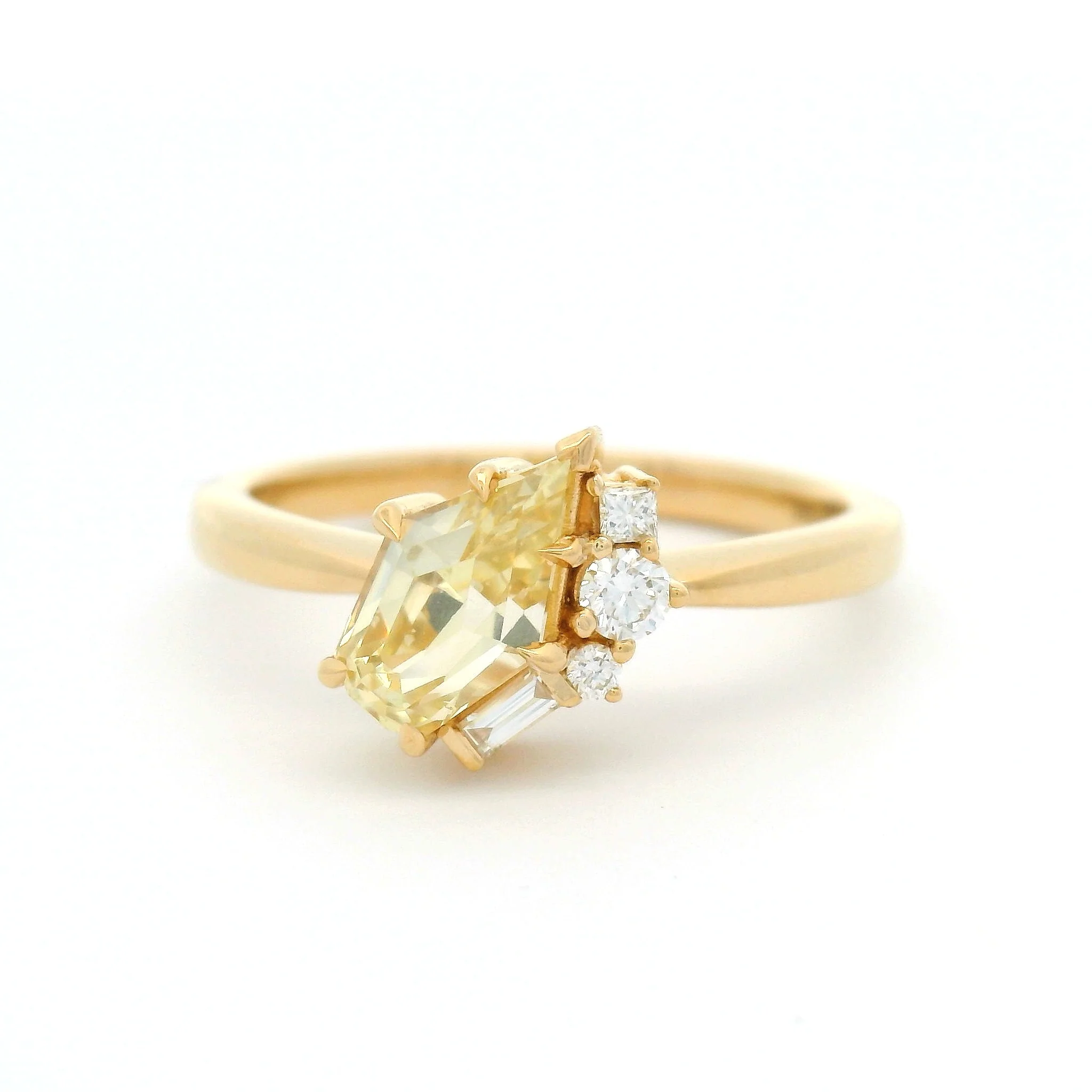 18k Yellow Engagement Ring with 1.07ct Yellow Sapphire & Accent Diamonds