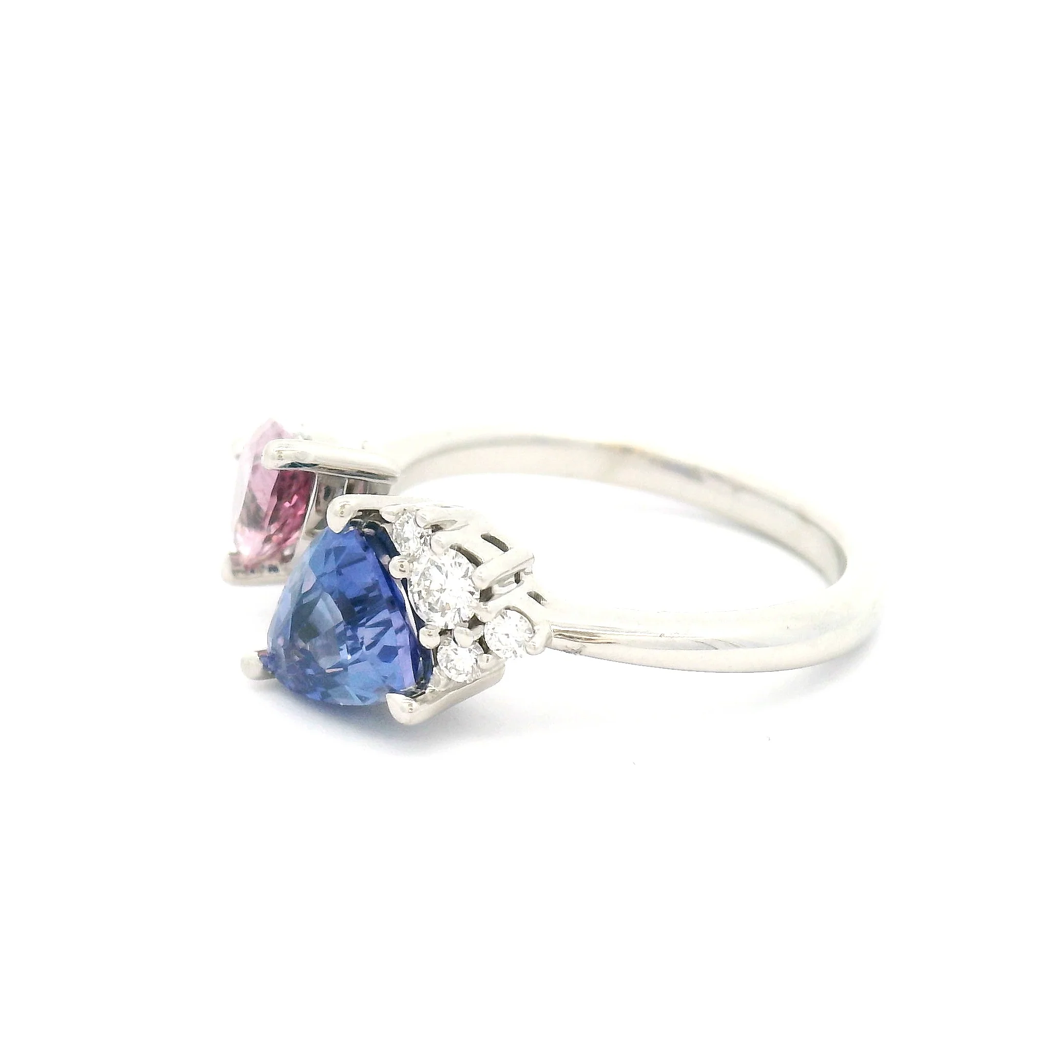 14k White Moi & Toi Ring with 0.93ct Blue Sapphire, 0.77ct Pink Spinel and Accent Diamonds - Image 3