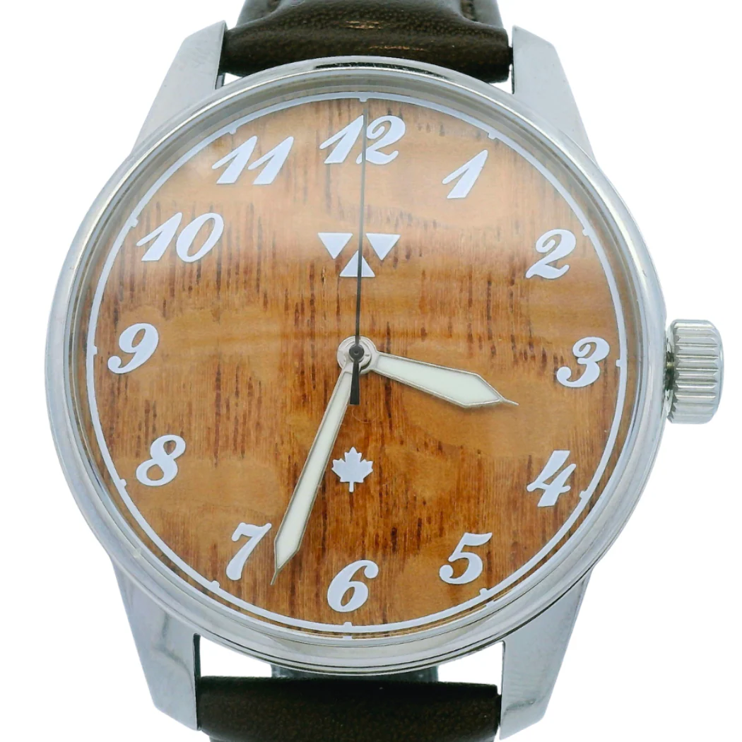 Lacewood Brown Leather Mechanical Watch - Image 2