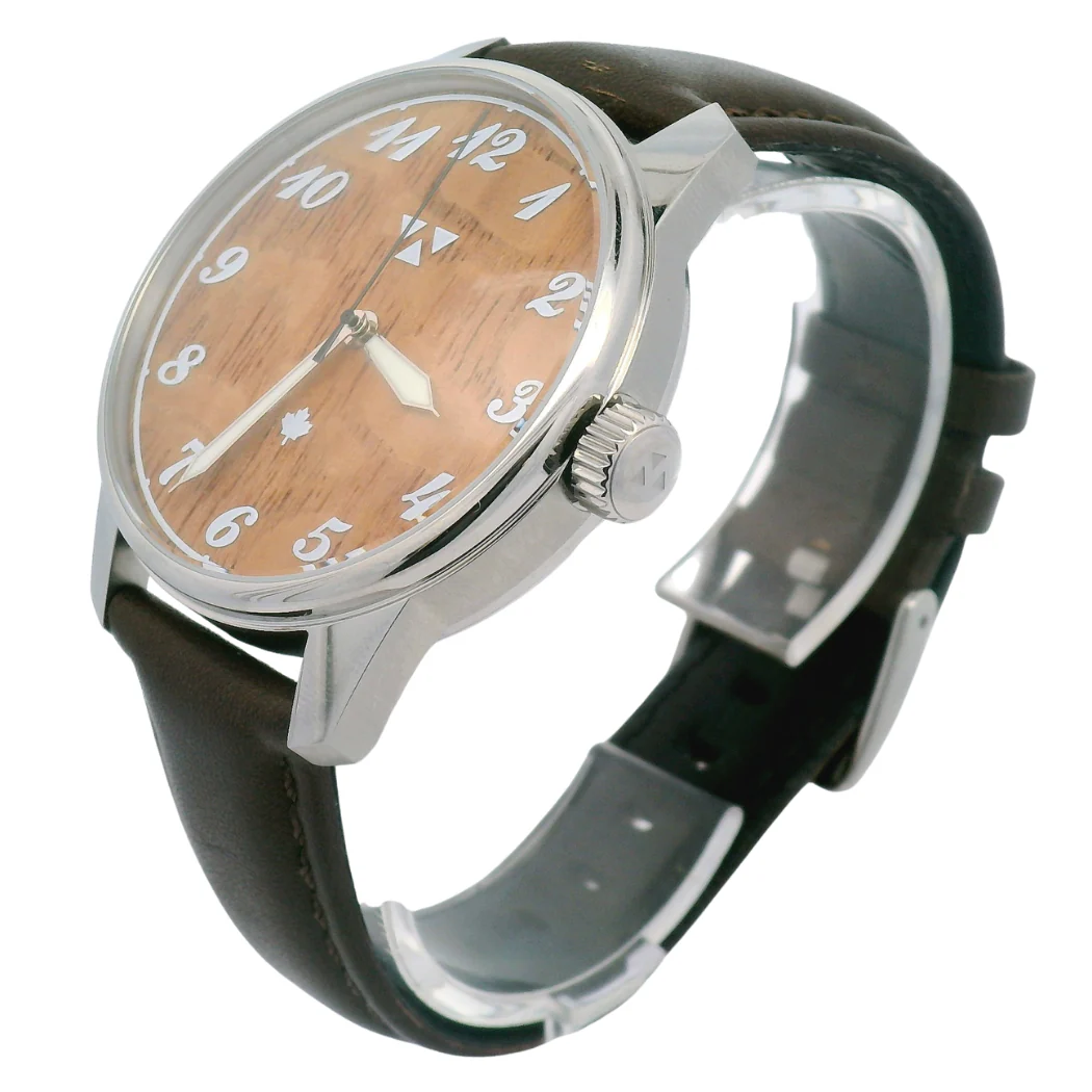 Lacewood Brown Leather Mechanical Watch - Image 3