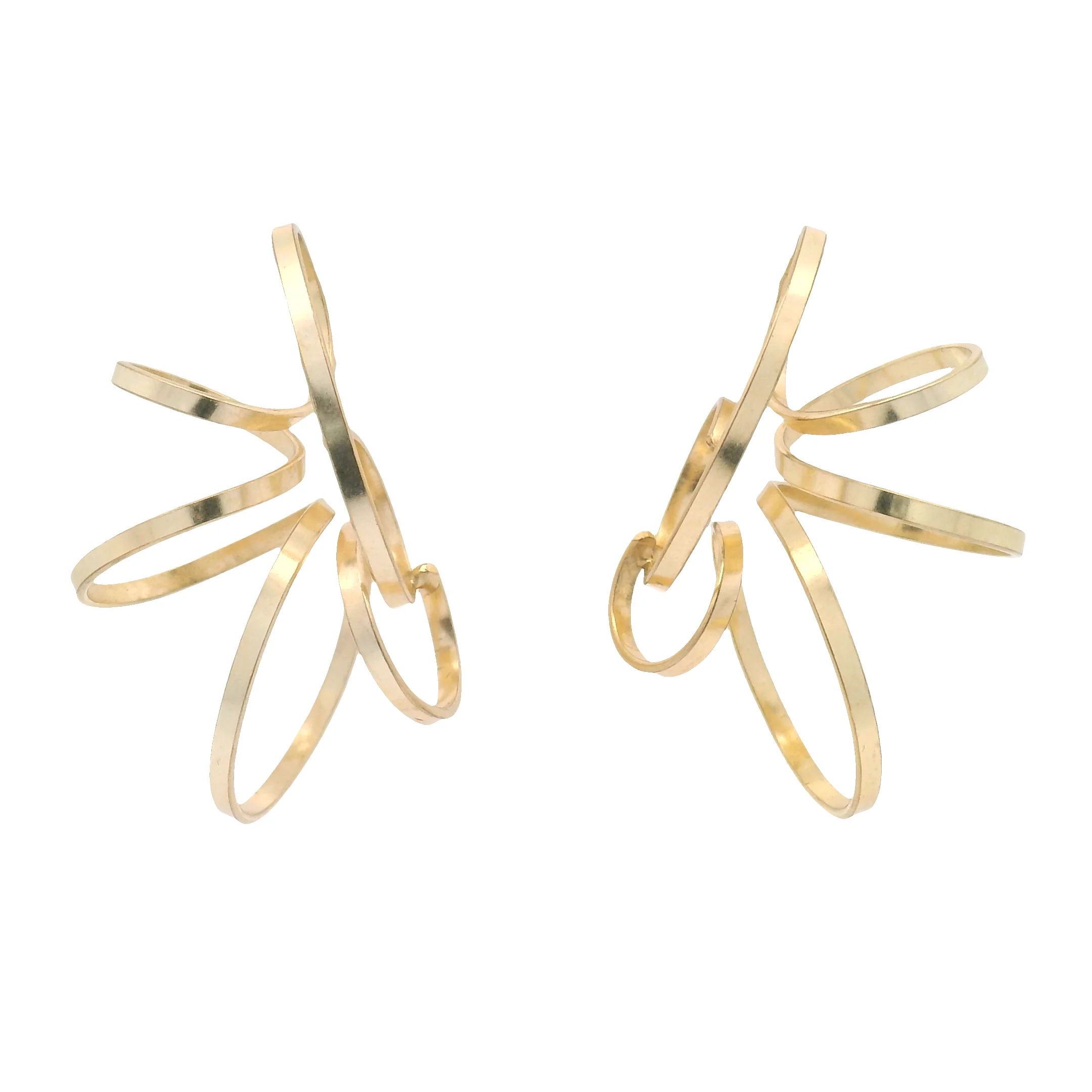 Large Gold Plated Spiral Earrings