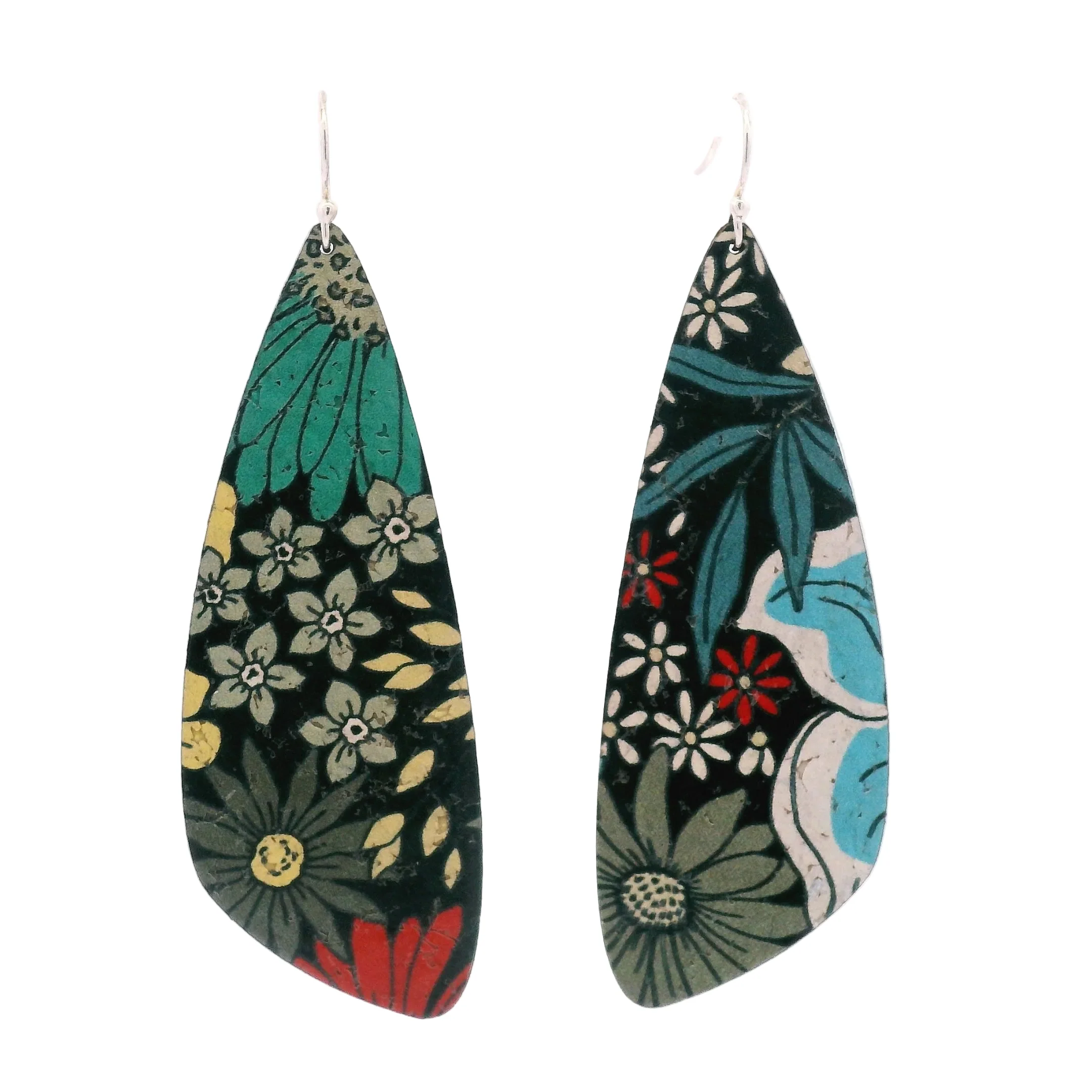 Large Sixties Floral Wing Cork Earrings