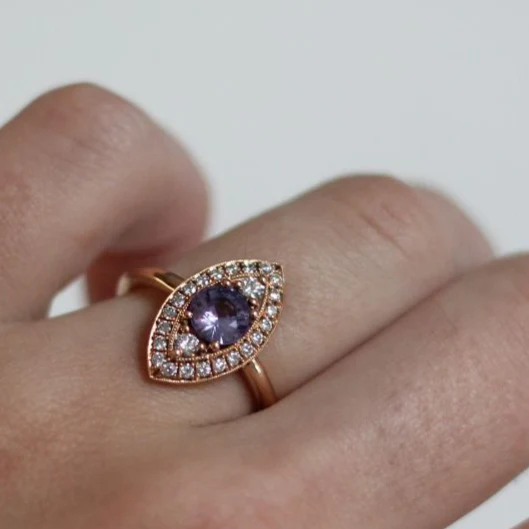 14k Rose Gold Ring with0.93ct Purple Sapphire and Accent Diamonds - Image 4