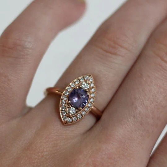 14k Rose Gold Ring with0.93ct Purple Sapphire and Accent Diamonds - Image 5