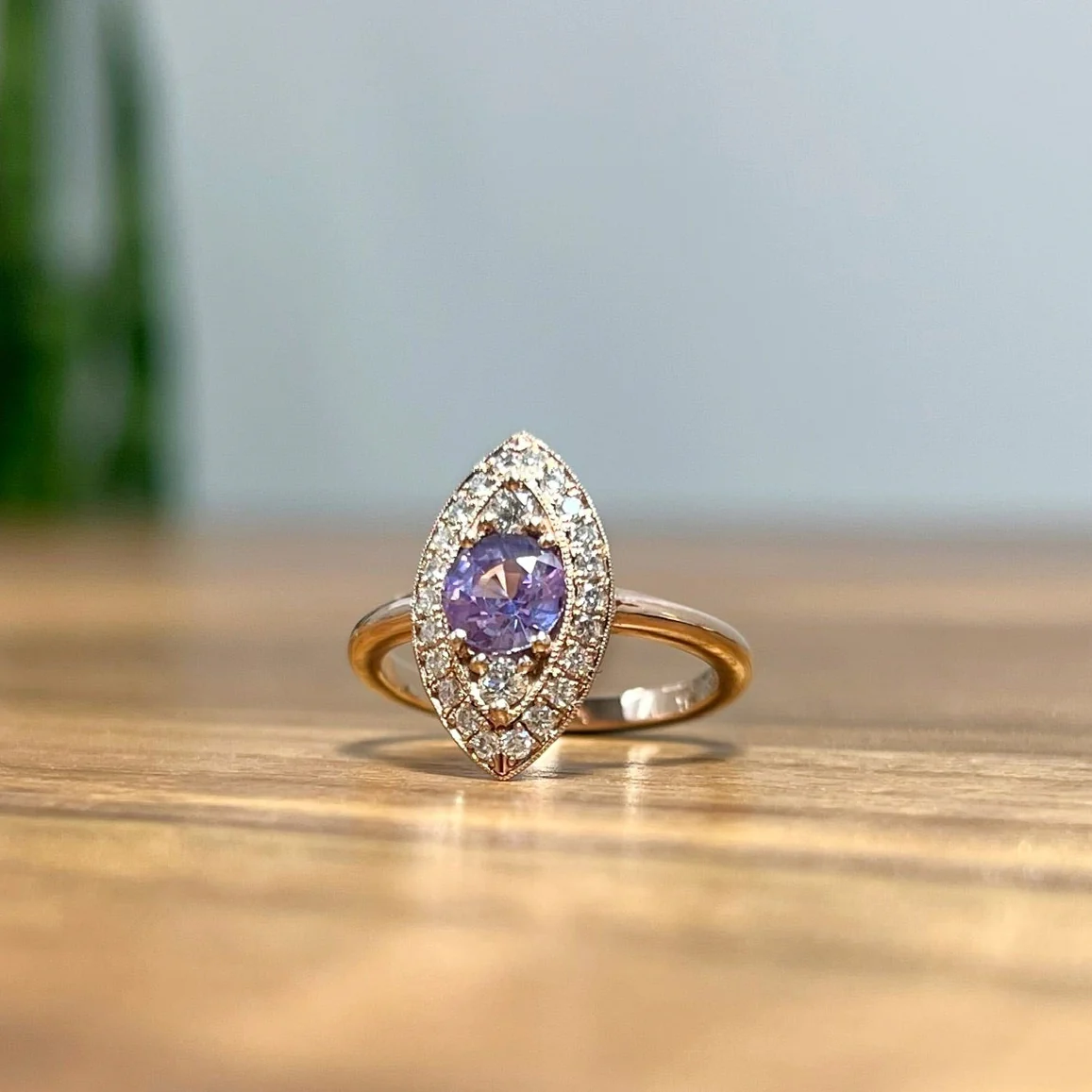 14k Rose Gold Ring with0.93ct Purple Sapphire and Accent Diamonds - Image 6