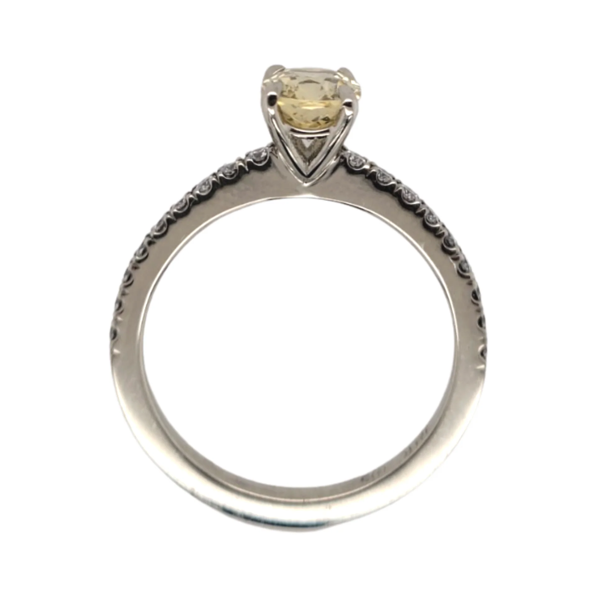 18k White Engagement Ring with 1.01ct Yellow Sapphire and Accent Diamonds - Image 4