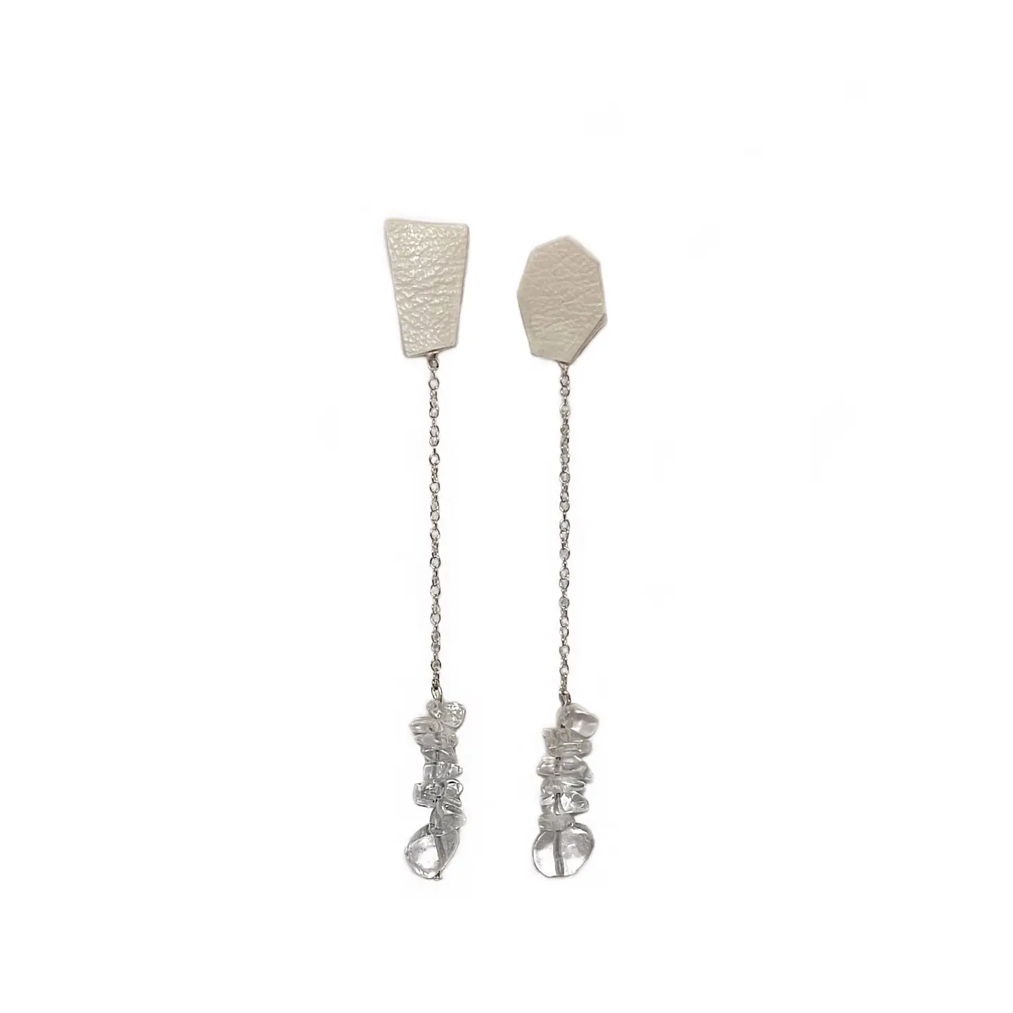 Leather & Quartz Drop Earrings