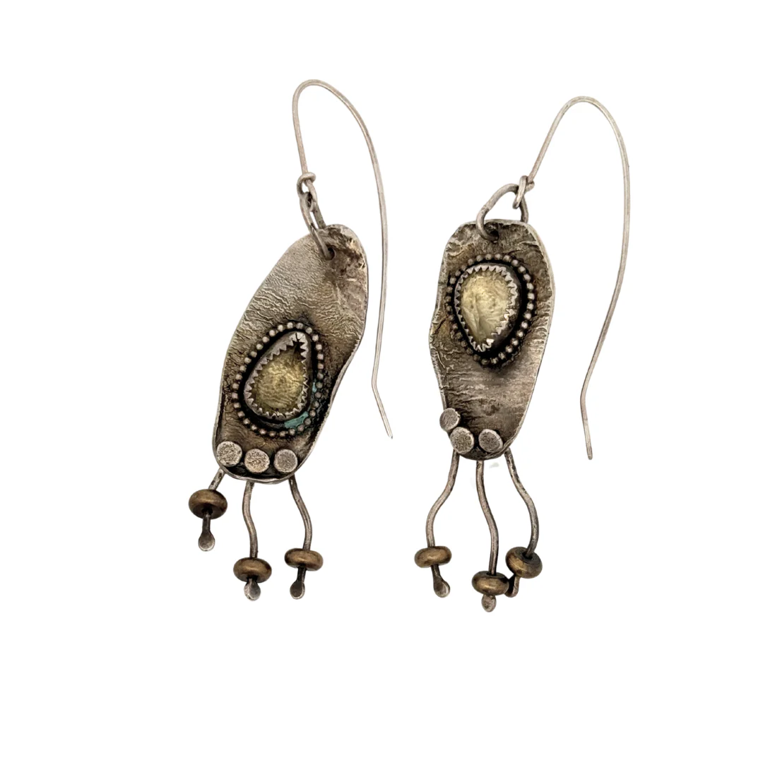 Lemon Quartz Torched Earrings
