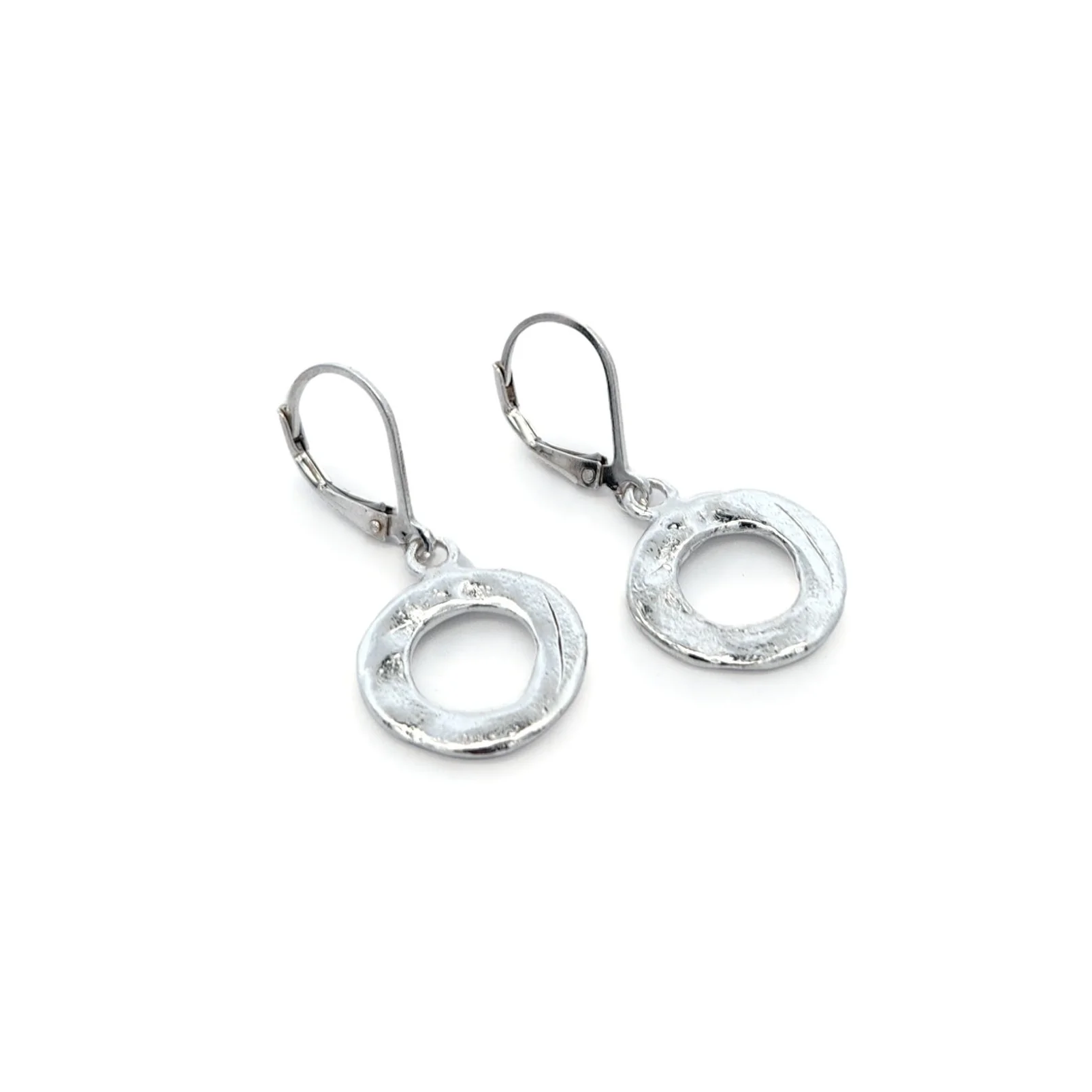 Lg Silver Donut Earrings - Image 2