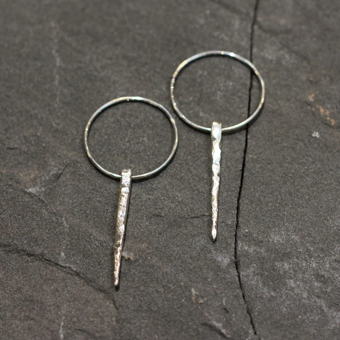 Long Silver Icicle Hoop Earrings - Image 5
