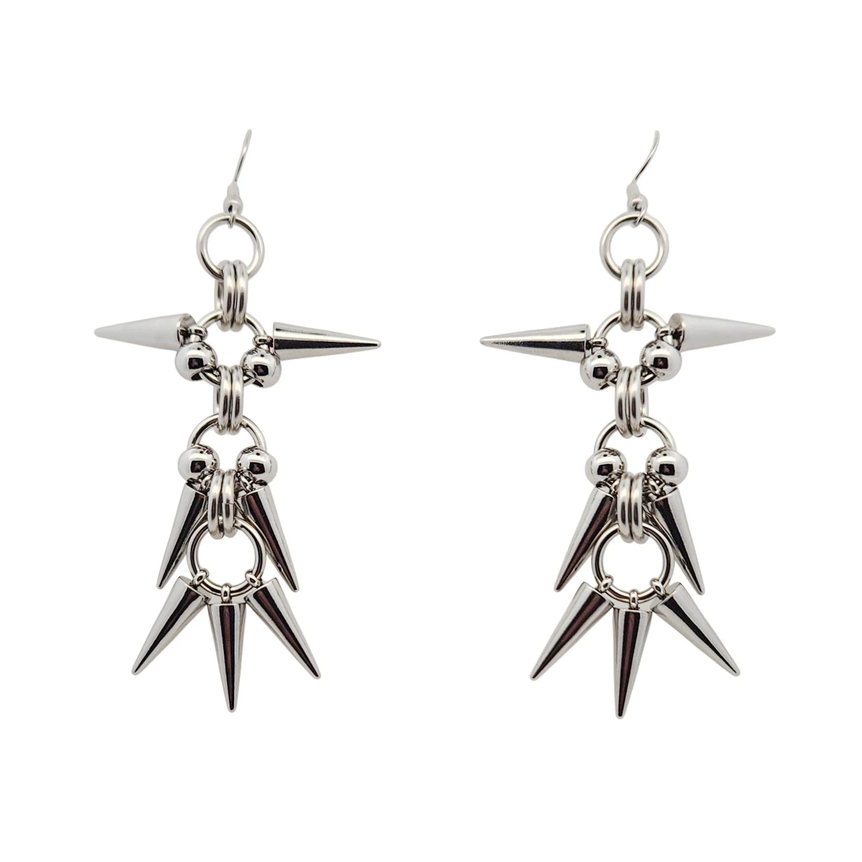 Long Spike Chain Earrings - Image 2