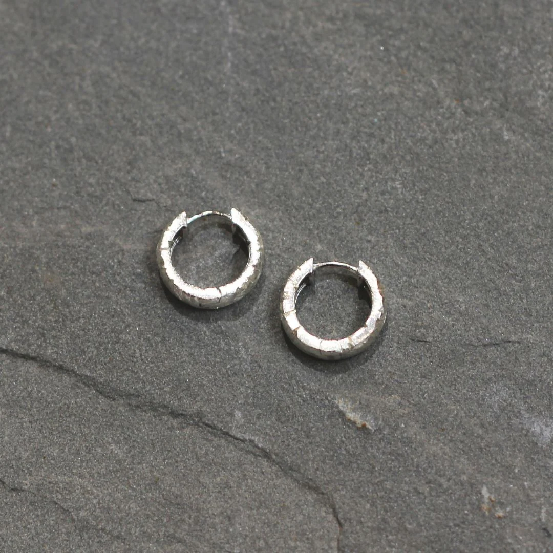 Textured Huggie Hoop Earrings - Image 2