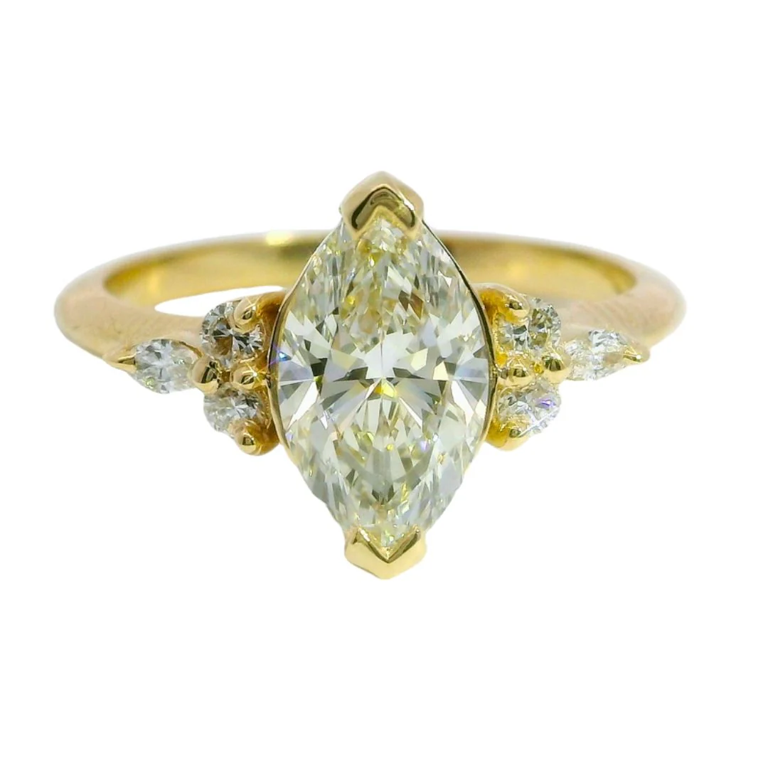 Sofia - 14k Yellow Engagement Ring with 1.20ct Lab-Grown Marquise Diamond and Accent Diamonds - Image 3