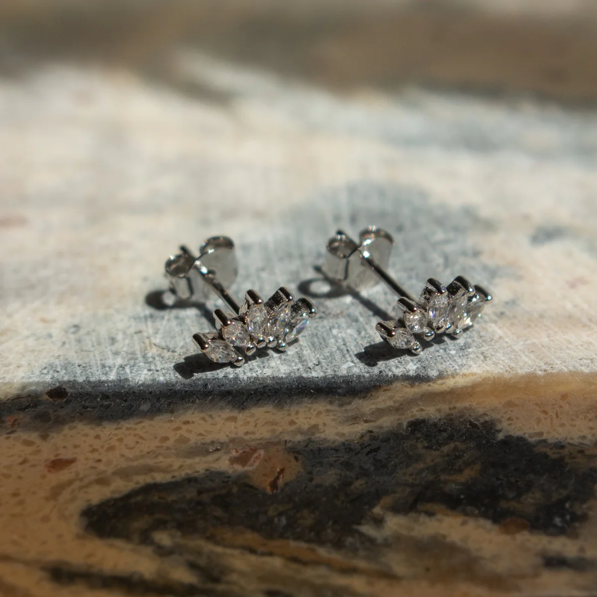 Sterling Silver Marquise Half Stud Earrings - Image 2