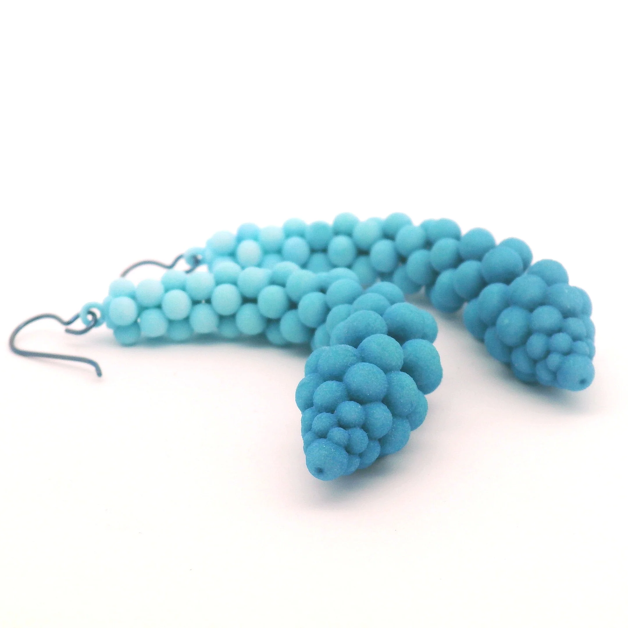 Medium Blue Bubble Earrings - Image 2