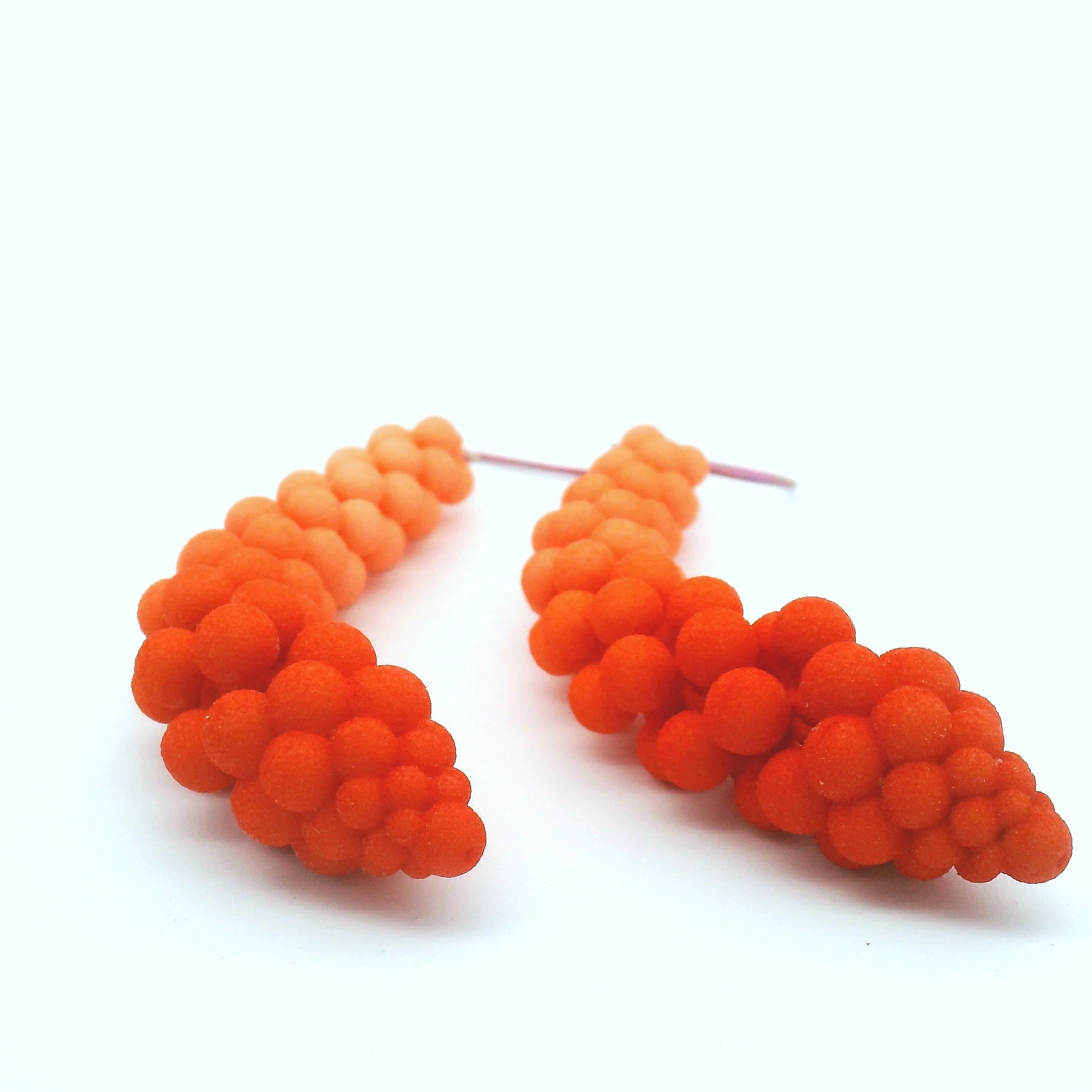 Medium Orange Bubble Earrings - Image 2