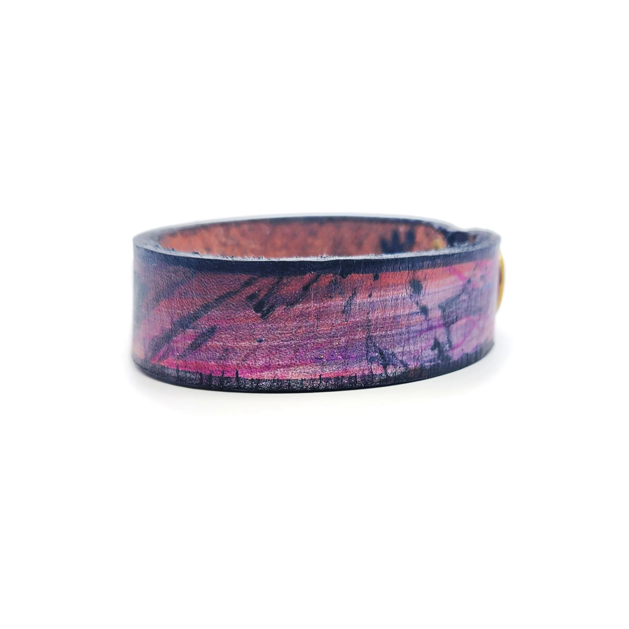 Medium Purple Leather Bracelet - Image 3