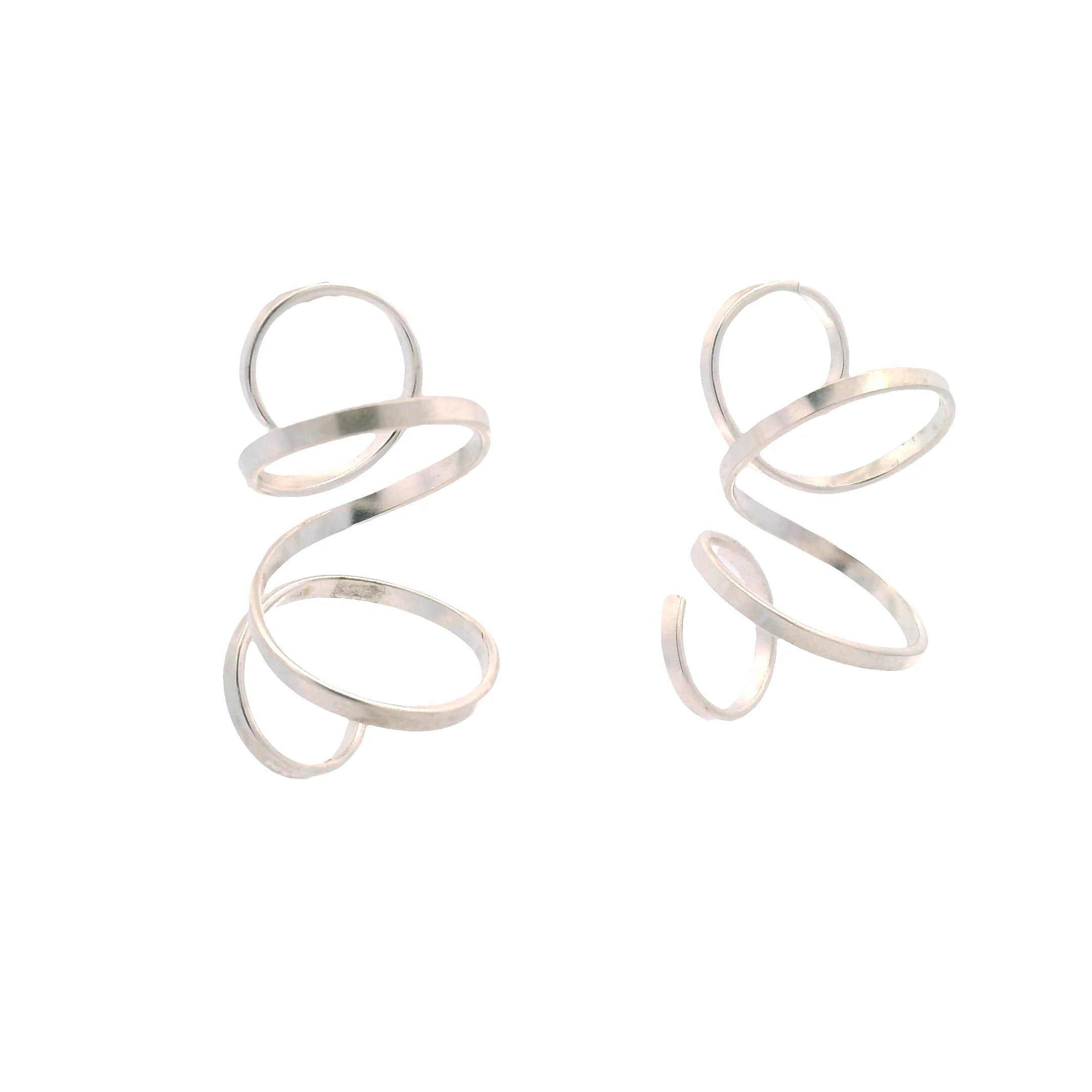 Medium Silver Spiral Earrings - Image 2