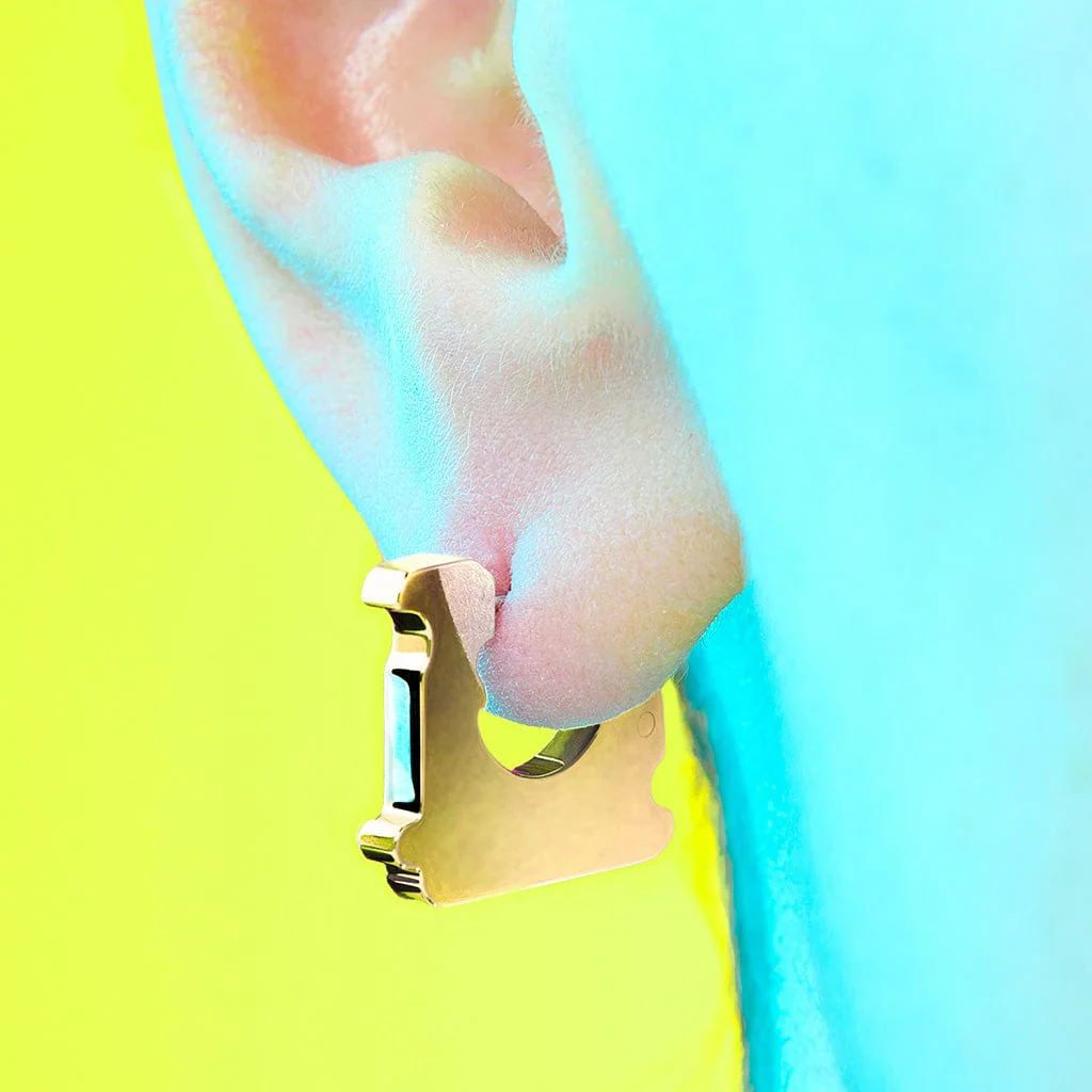 Gold Mini Bread Tab Earring - Image 2