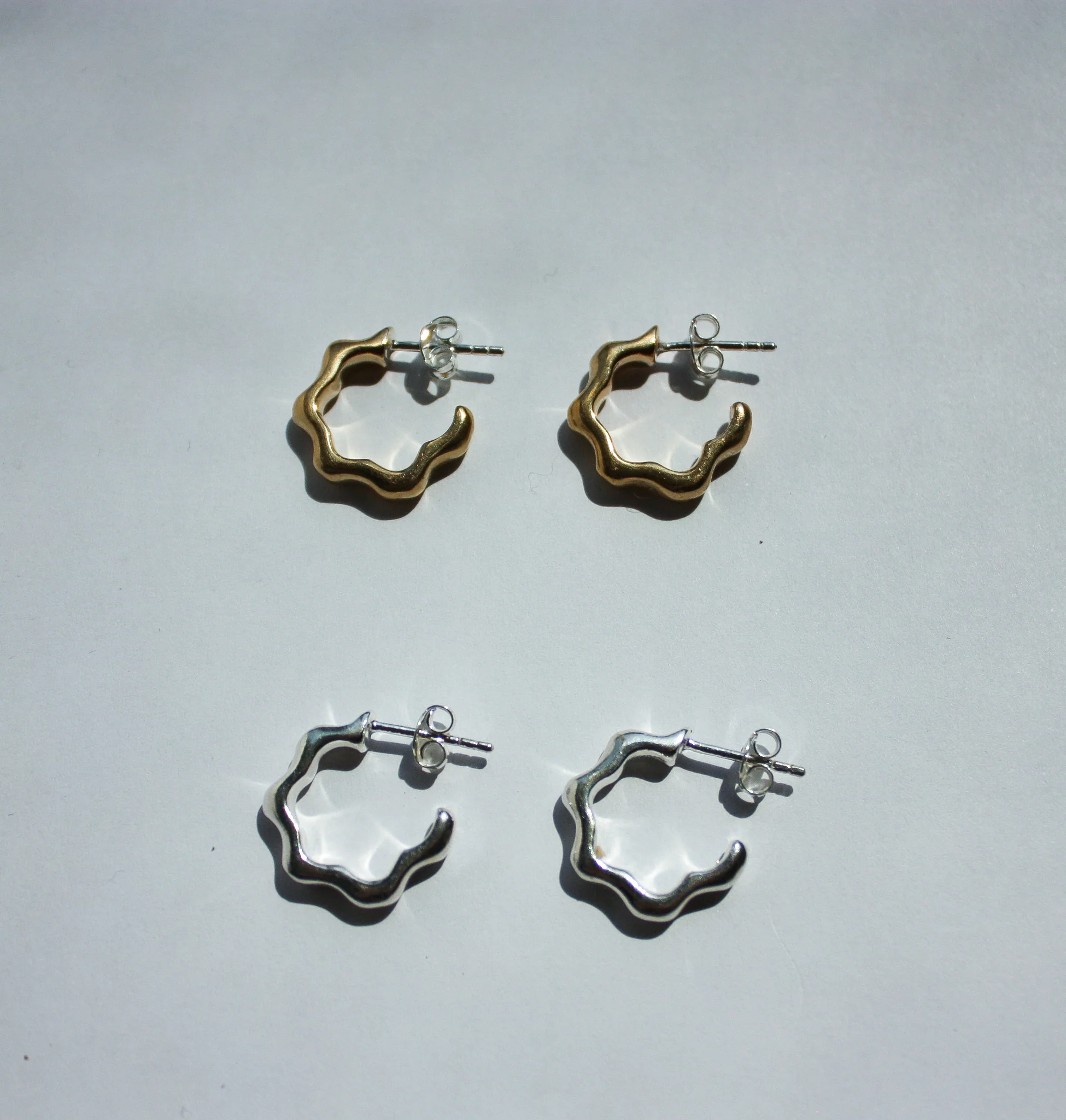 Silver Mini Wavy Hoops - Image 3