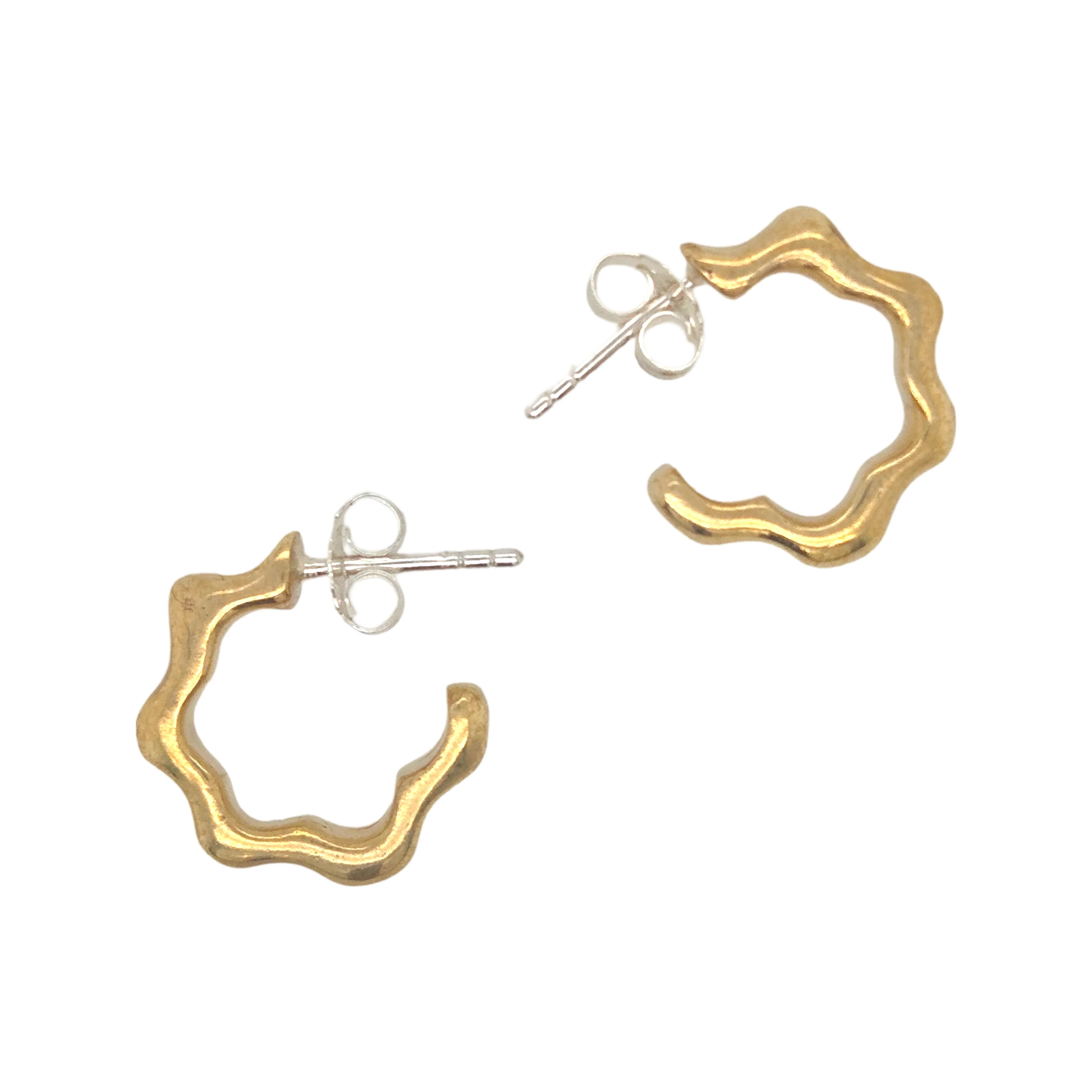 Brass Mini Wavy Hoops - Image 4