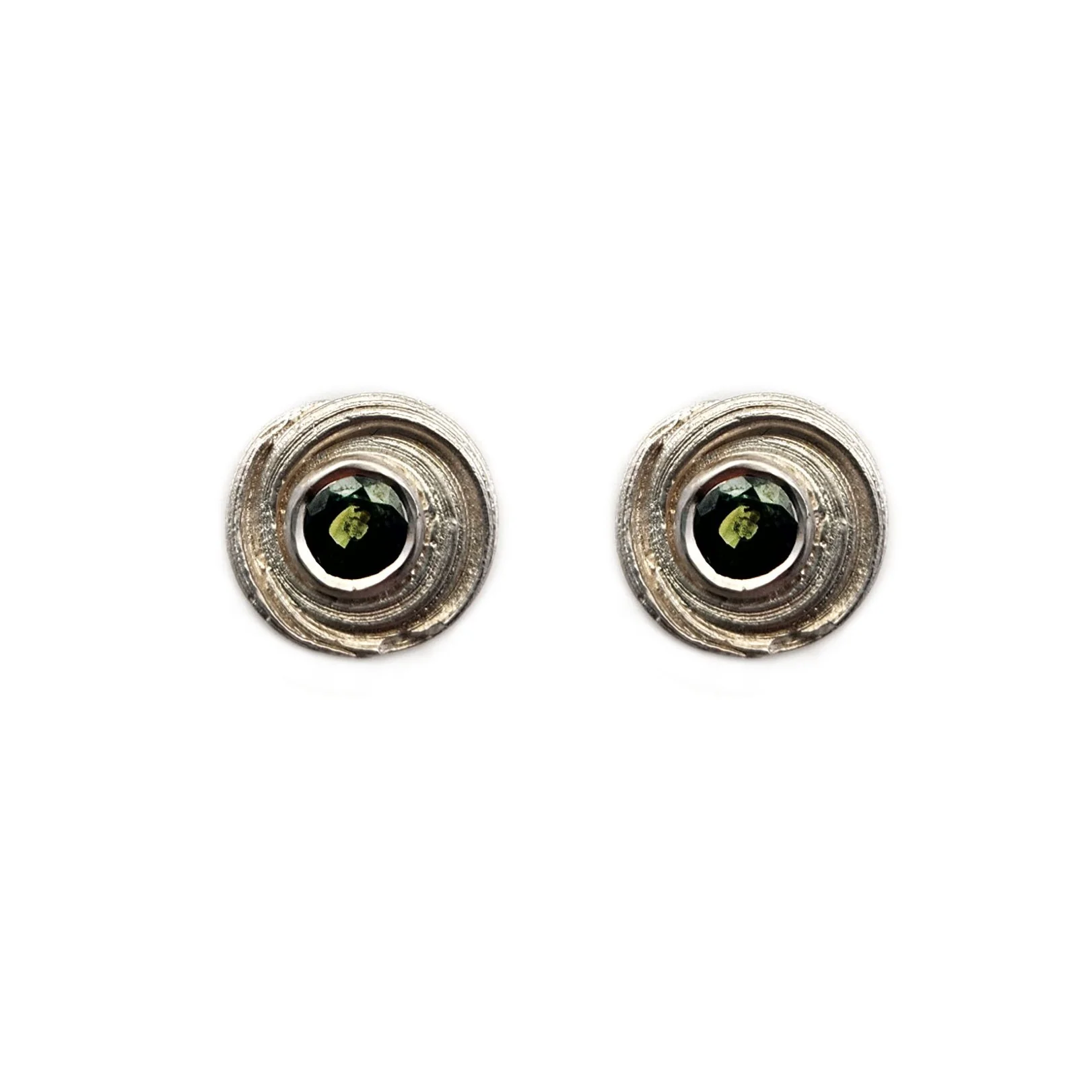 Mitsuro Sterling Silver & Green Sapphire Studs